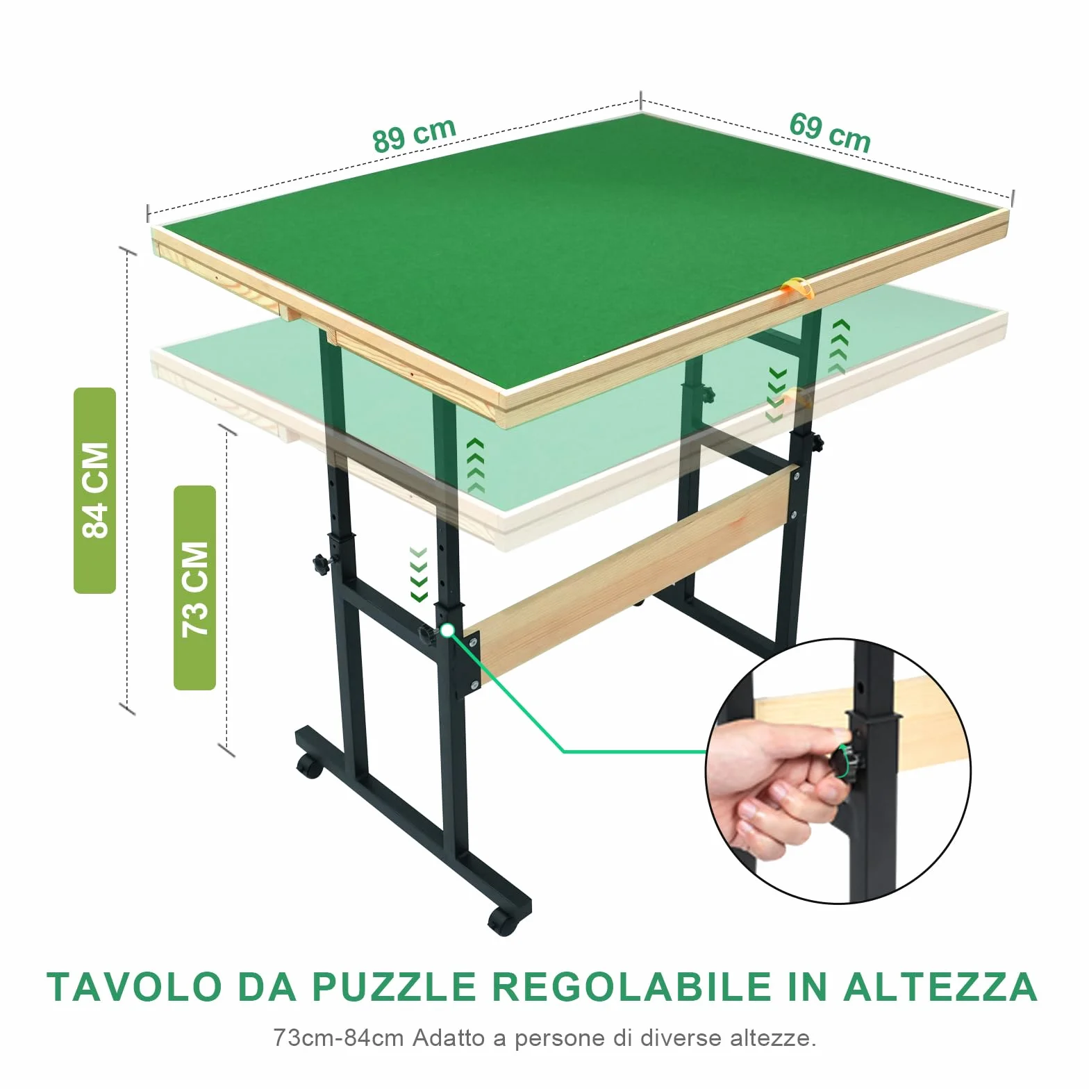 Mesa de Rompecabezas de Madera 1500 Piezas 89x69 cm Altura Ajustable Inclinación 45° 4 Cajones
