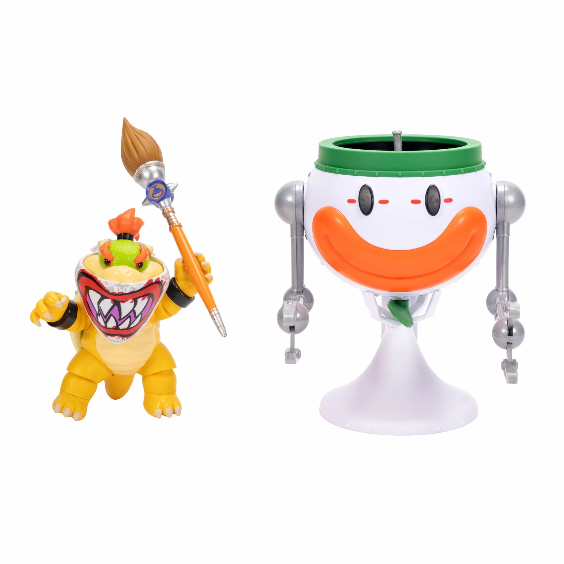 Super Mario Galaxy Figura Bowser Jr. 13 cm con Coche Payaso Pincel Pegatinas Agua