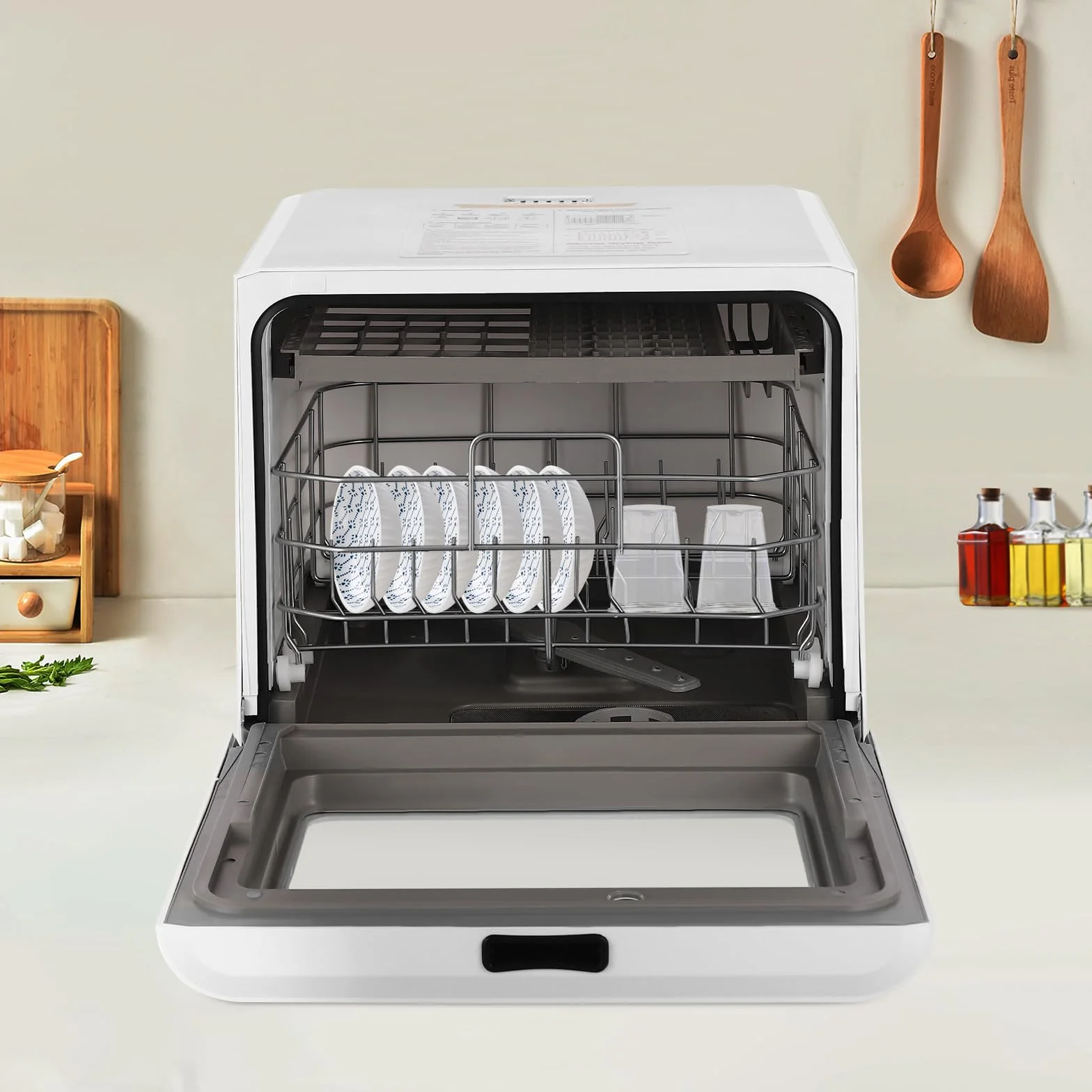 Mini lavavajillas portátil 800 W PP ABS 360° giratorio 4 modos limpieza UV alta temperatura