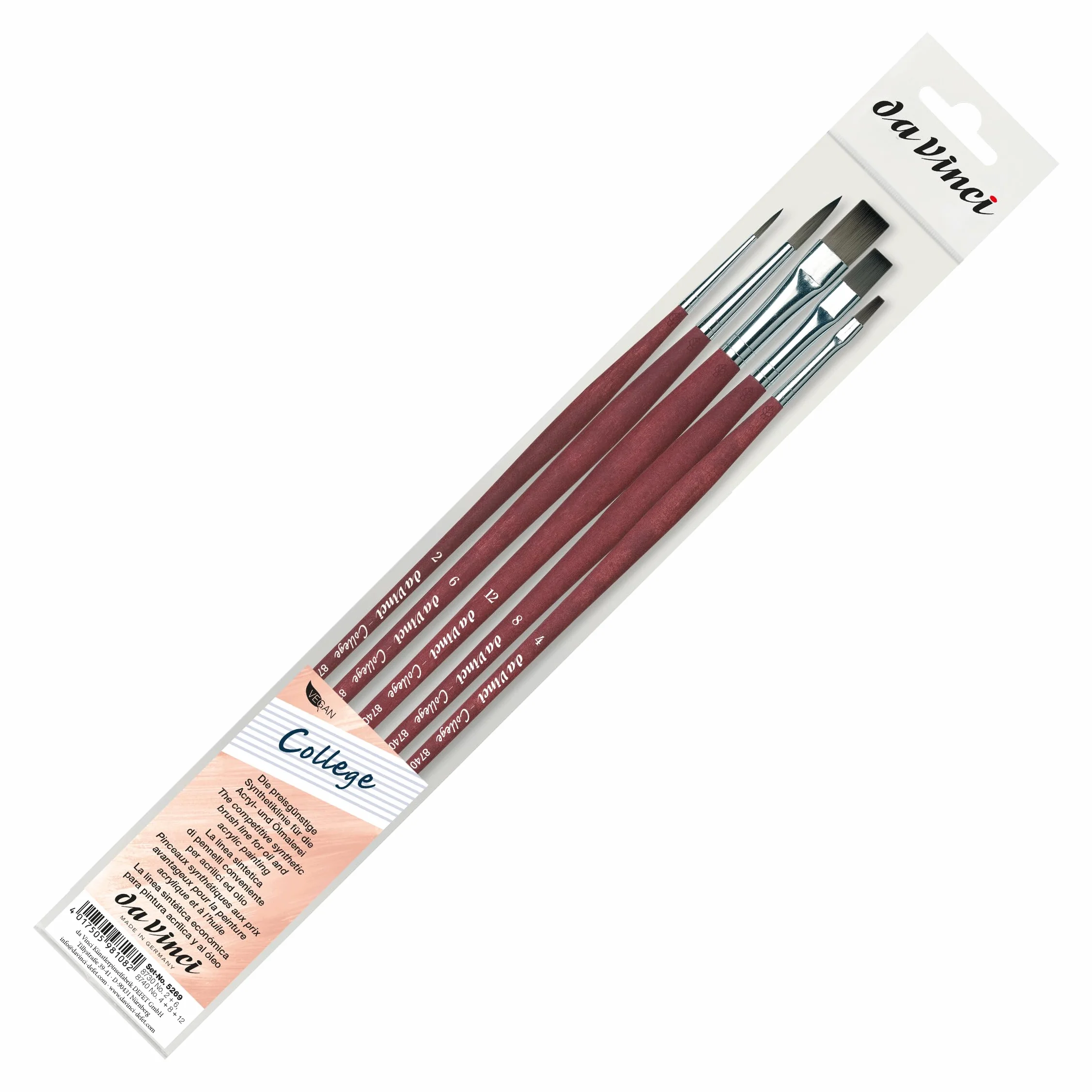 Da Vinci 5269 Cepillos de fibra sintética para óleo y acrílico Set de 5