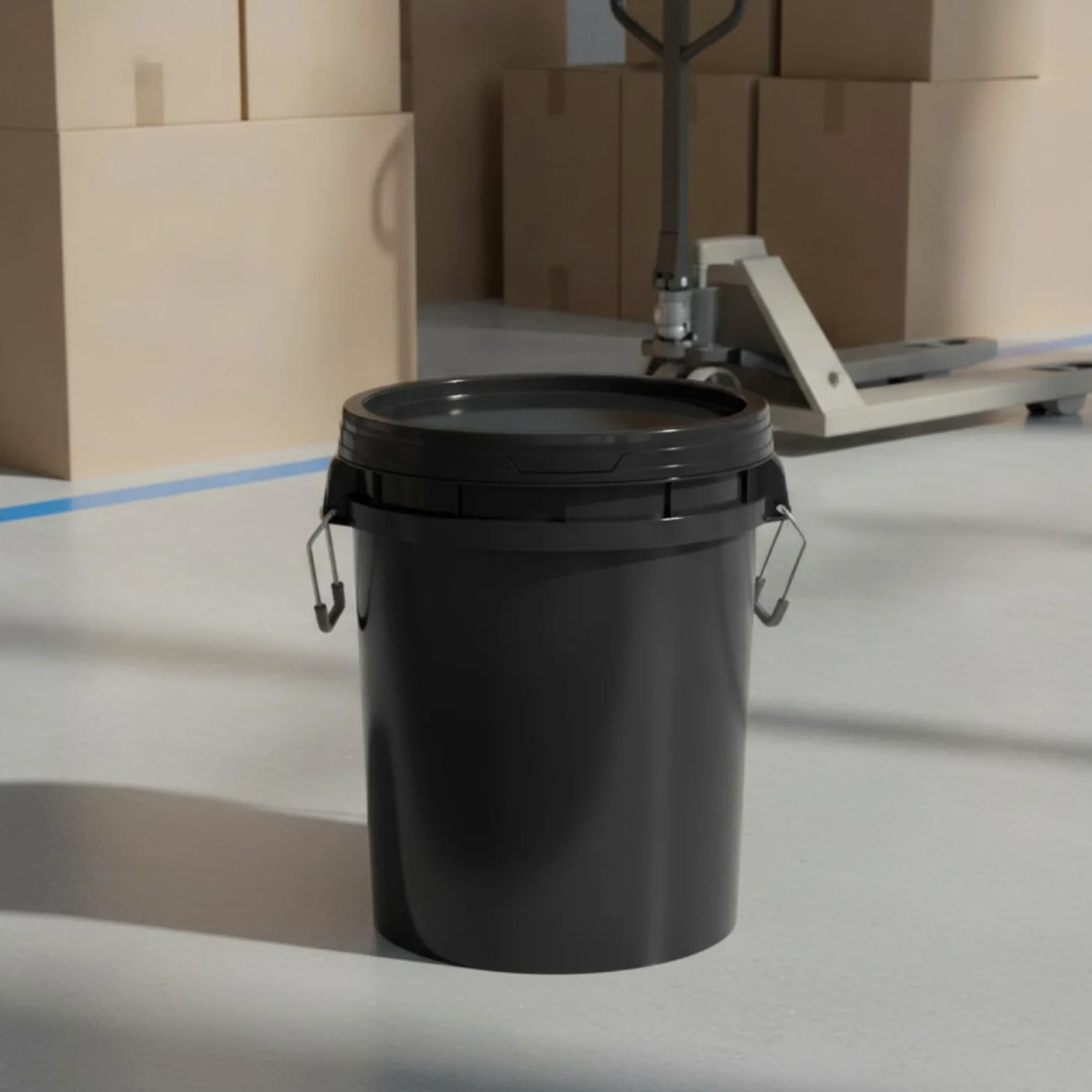 Cubo Industrial de Almacenamiento con, Blanco, 20L Modelo A con Boquilla, Tapa A Presión Engrosada