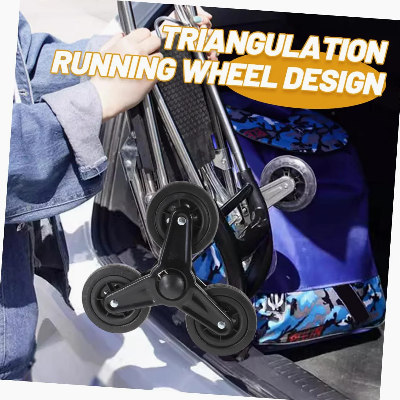 Ruedas Triangulares para Carro de Compra y Verdura Eje y Rodamiento, Diseño Resistente y Duradero para Subir Escaleras en Carros Portátiles