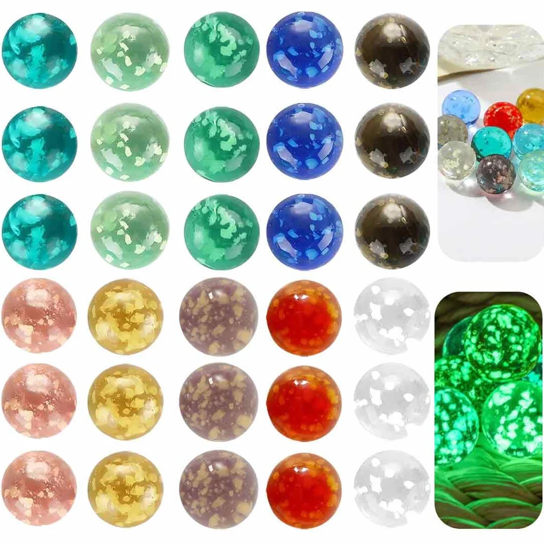 Canicas de Cristal Coloridas con Ojos de Gato 16 mm Brillan en la Oscuridad 30 Piezas