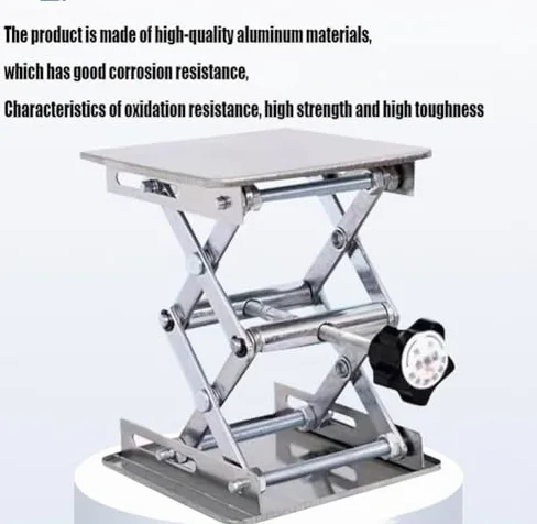 Mesa de elevación de laboratorio de acero inoxidable, gato de laboratorio portátil ajustable con control de altura para cargas de 5 a 25 kg, plataforma de 300 x 300 mm para un fácil movimiento y