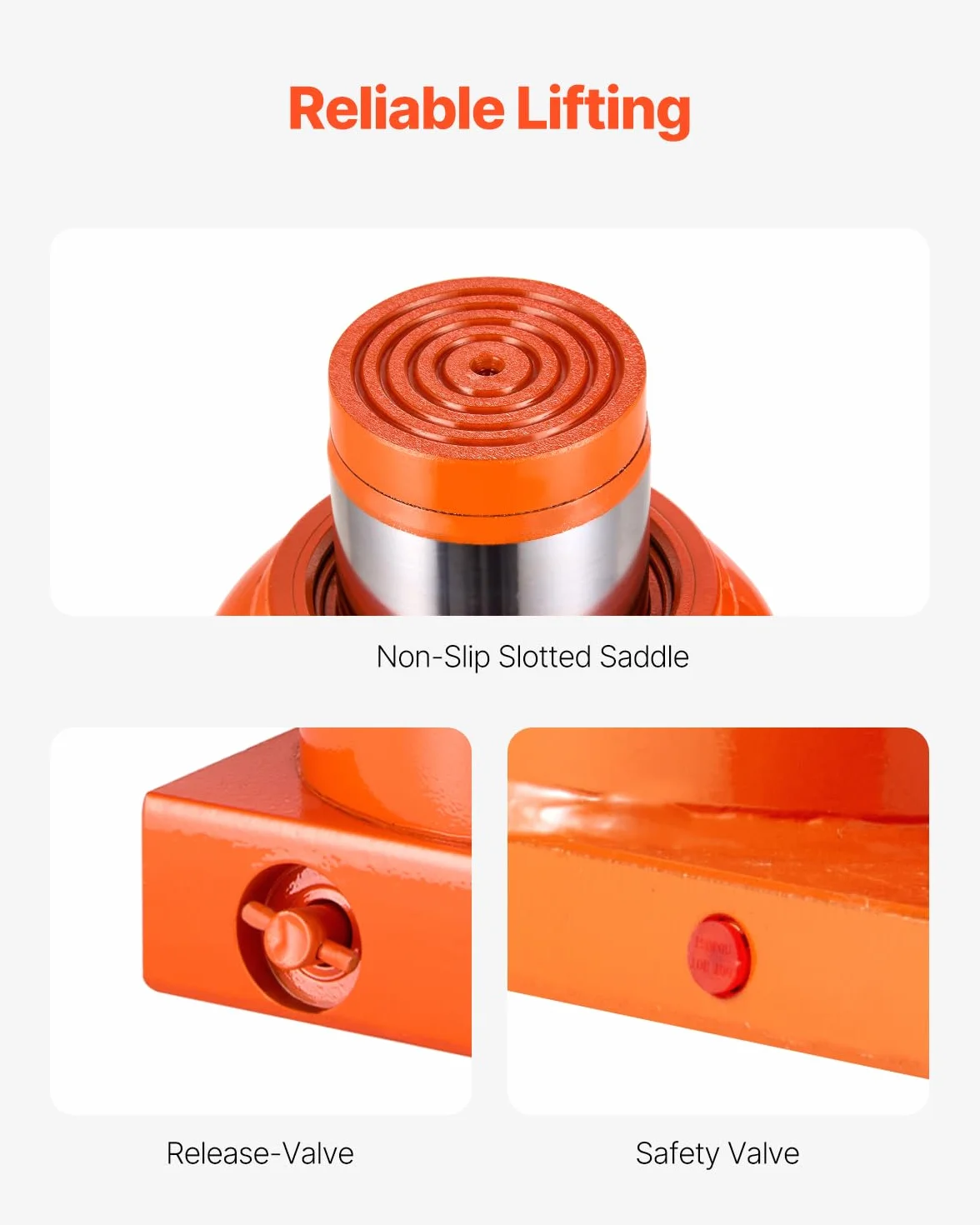 VEVOR Gato Hidráulico de Botella 30 T Manual Rango Elevación 285-475 mm Mango Largo 3 Secciones