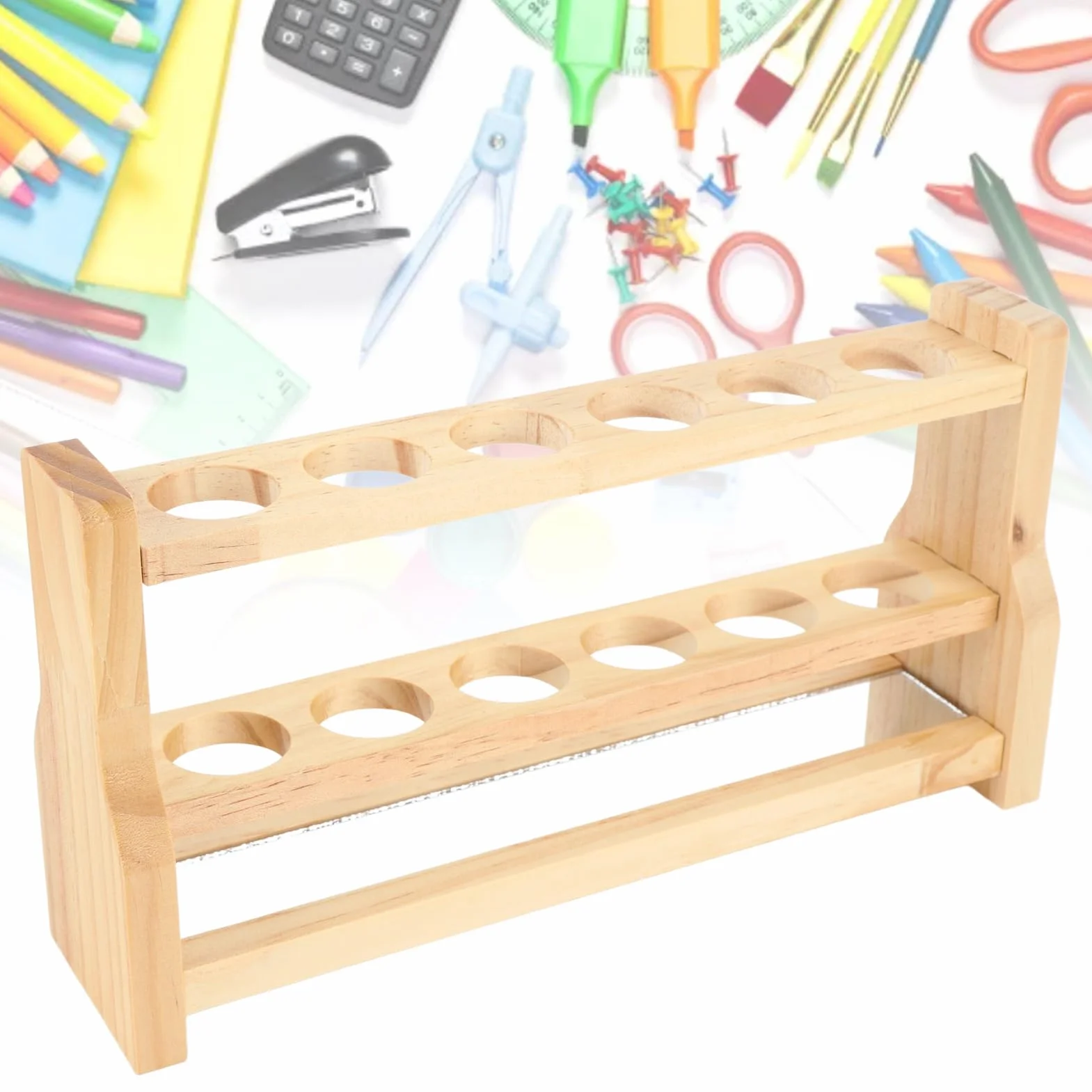 Soporte de Madera para Tubos de Ensayo 31mm Almacenamiento Científico