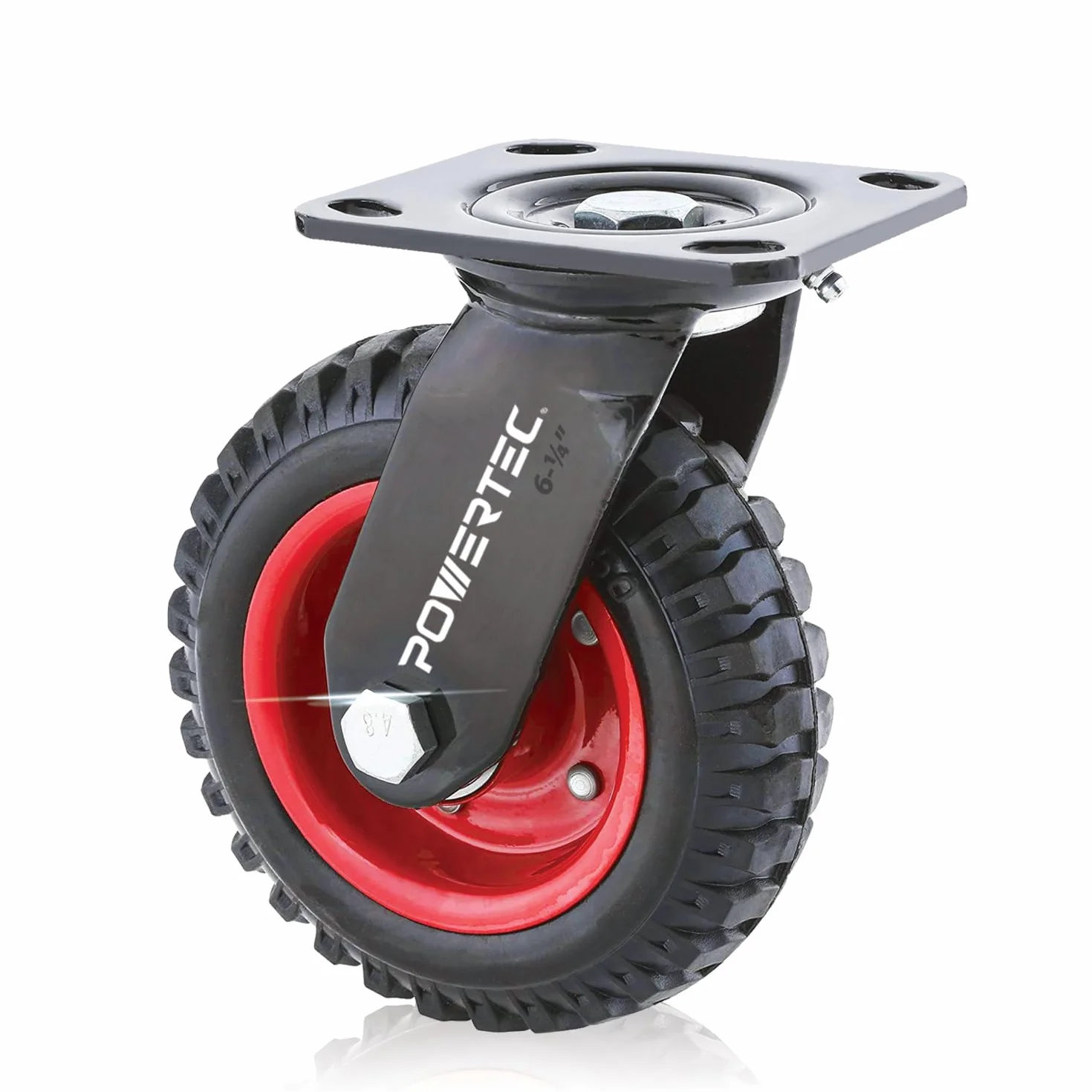 POWERTEC 17050 Rueda giratoria industrial resistente, 6-1/4 pulgadas, negro