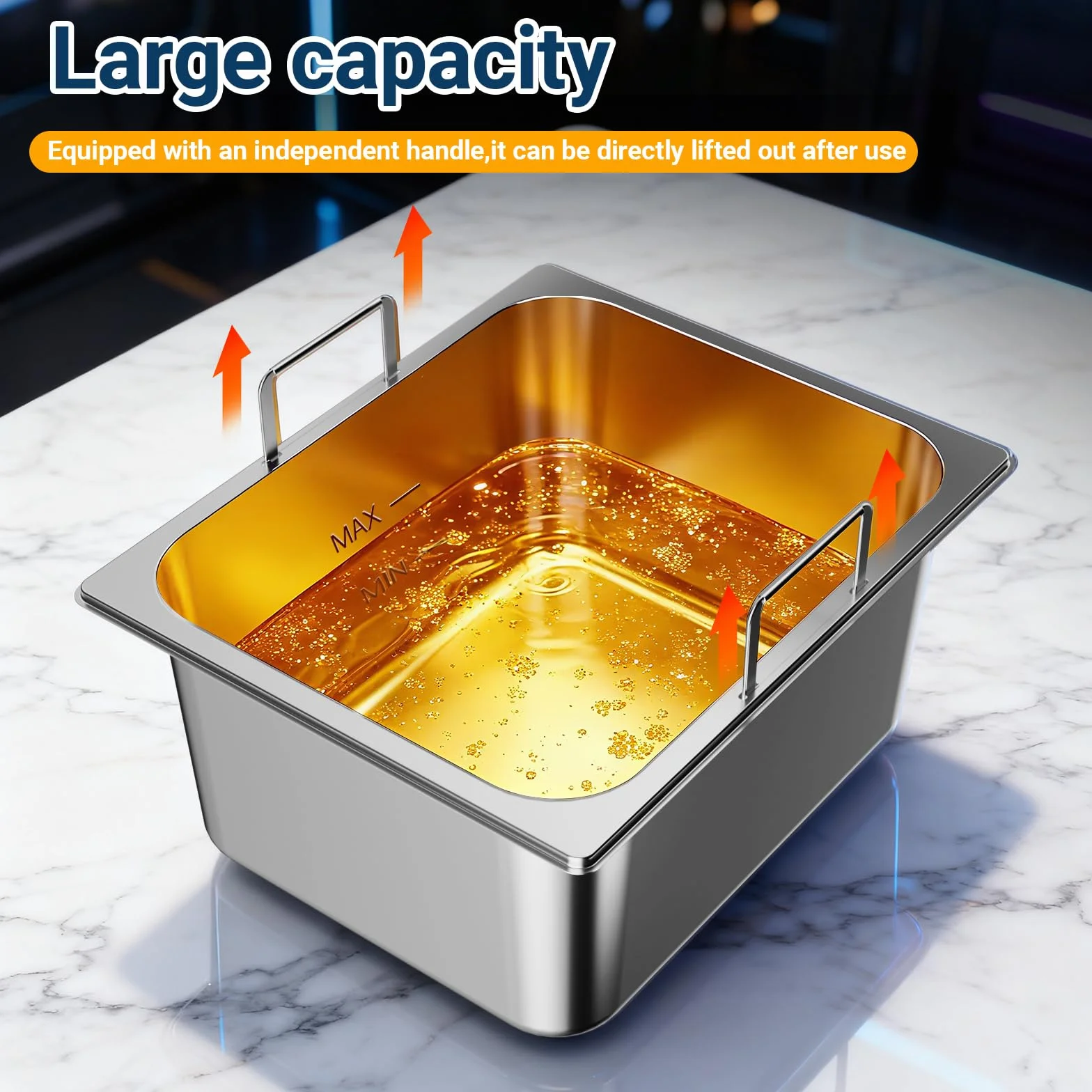 Freidora Eléctrica Industrial 6L,Fritidora eléctrica profesional de acero inoxidable de 3000 W con regulación de temperatura entre 60 y 200 °C, con tapa para uso doméstico y comercial