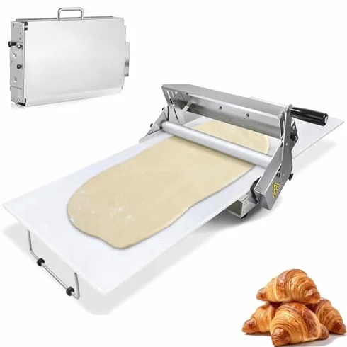 Laminadora de masa - Grosor ajustable 0,5-25 mm, plegable, para pizza, croissant, pasta, fondant, uso comercial, 30/40 cm