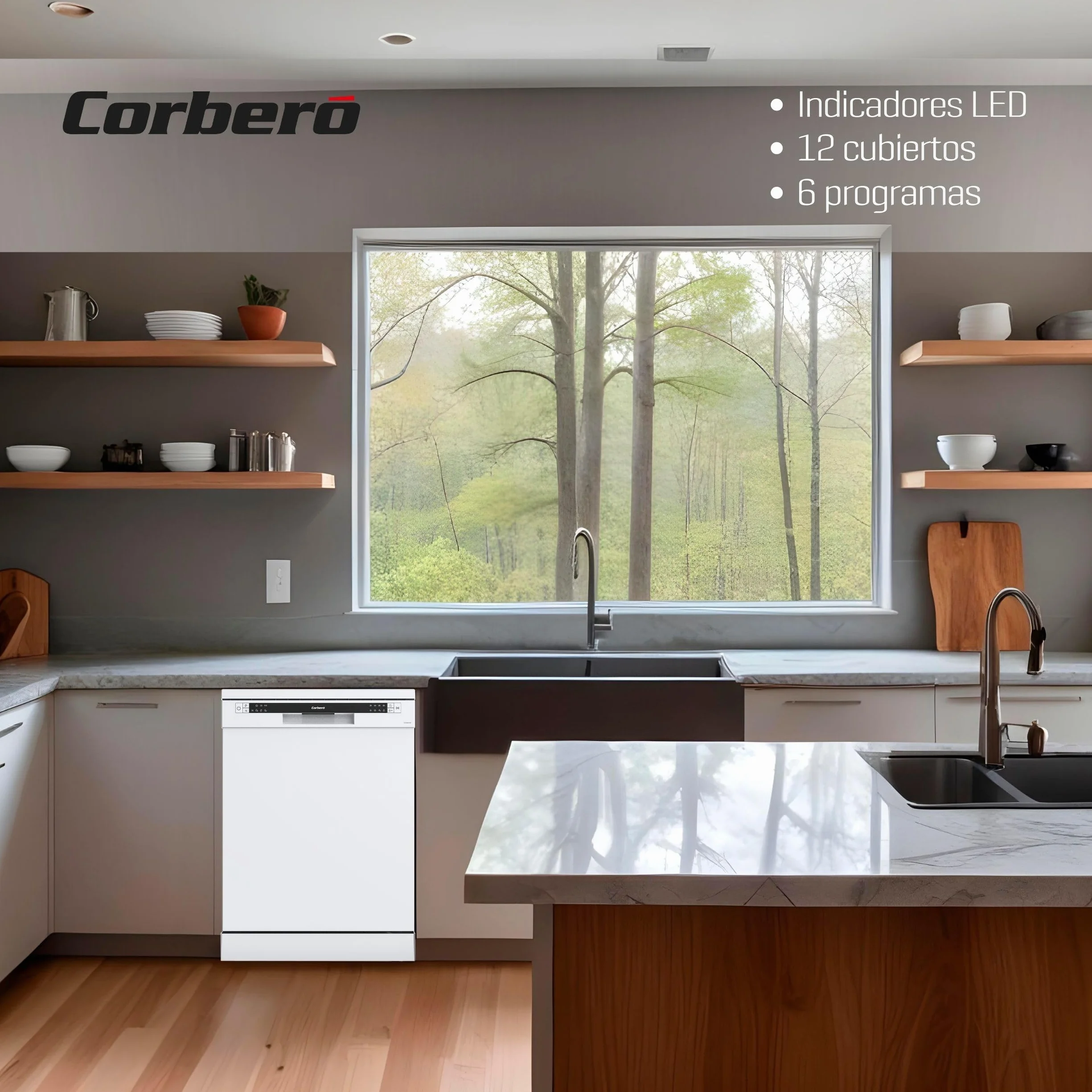 Corbero Lavavajillas Plus 60 cm CLVM605W 12 Servicios 6 Programas Display LED Blanco