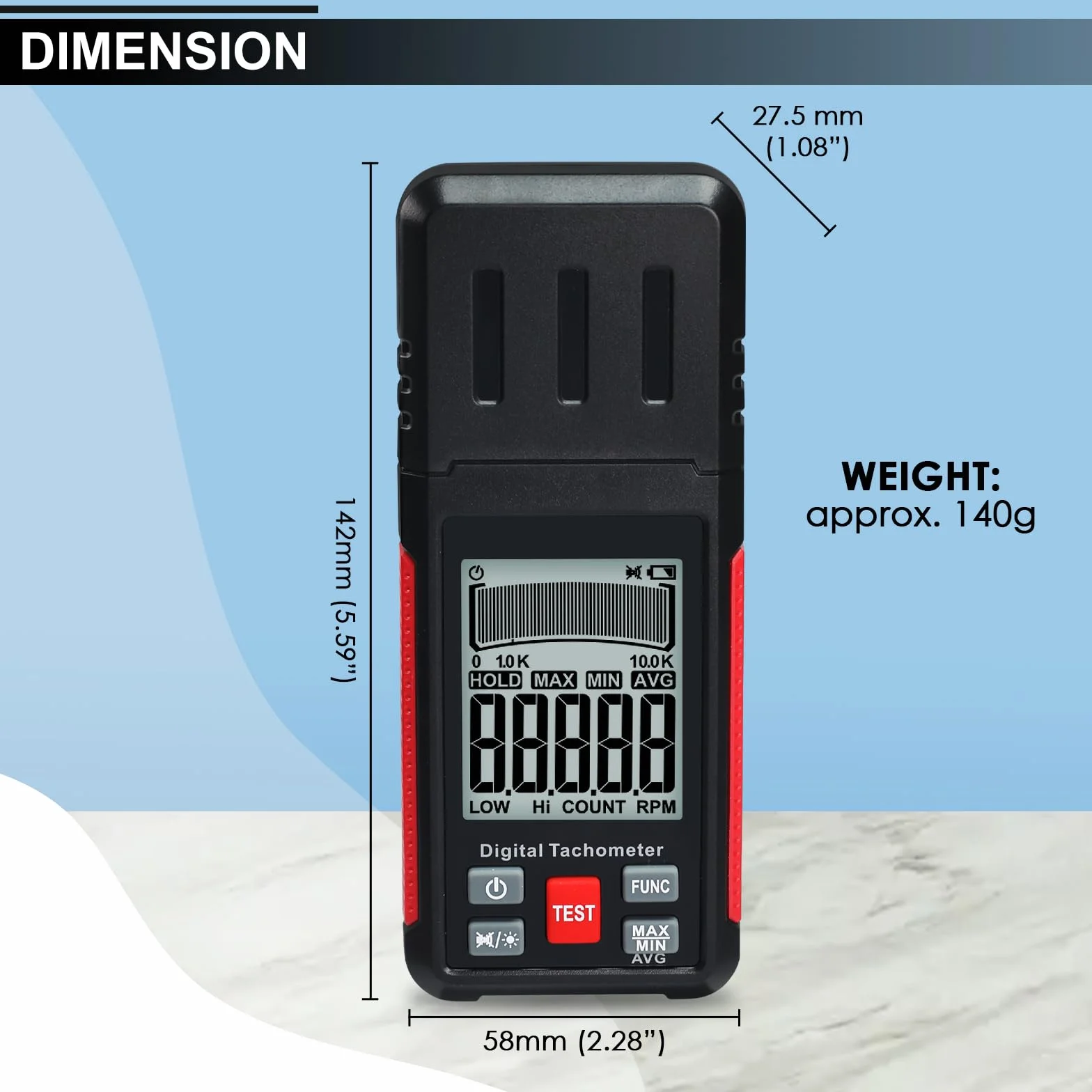 Tacómetro láser digital 99 999 RPM Alta precisión medición sin contacto