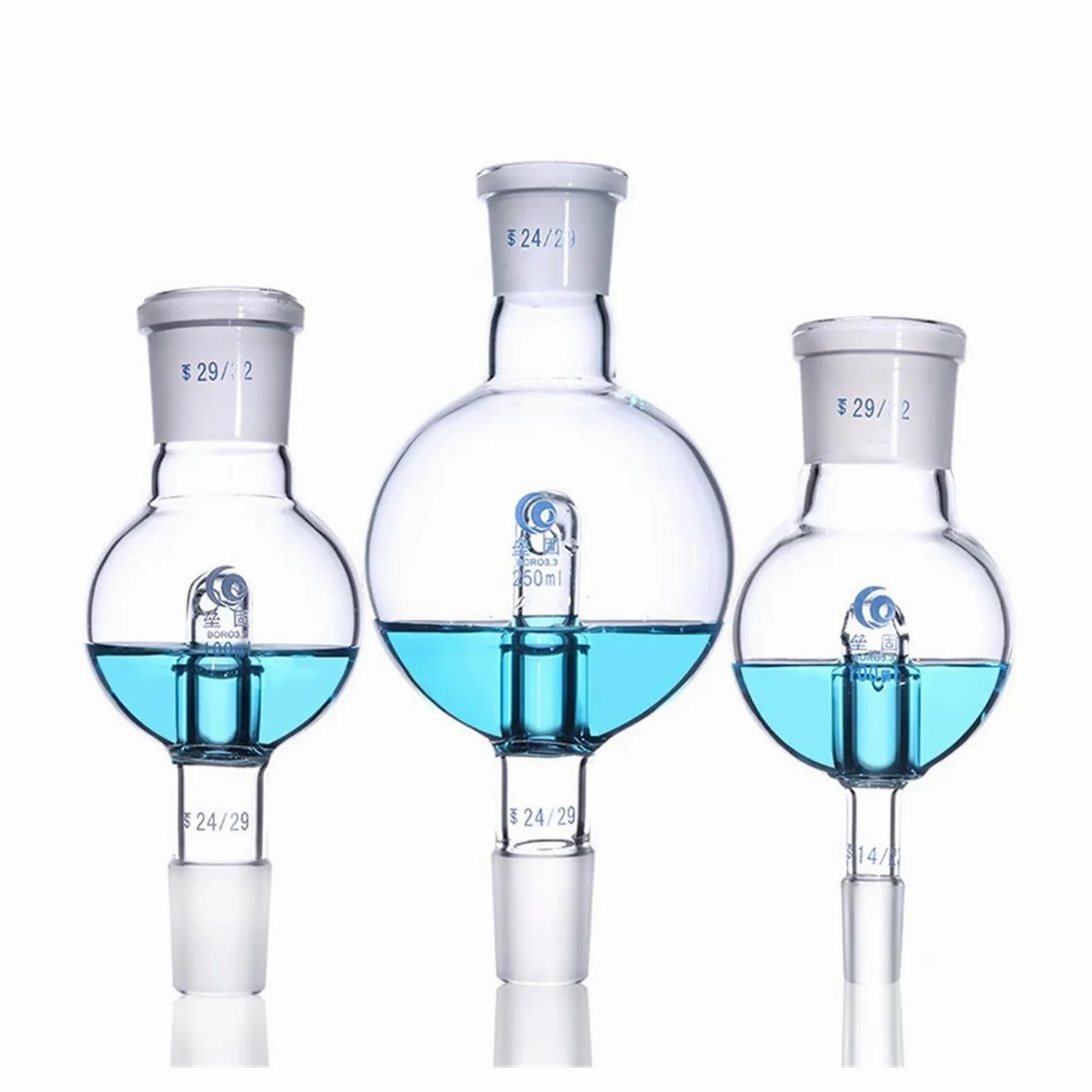 Frasco Científico de Set, Evaporador rotatorio de Vidrio de borosilicato de Laboratorio con Junta estándar esmerilada, de 50 ml a 1000 ml(500ml 24x19)