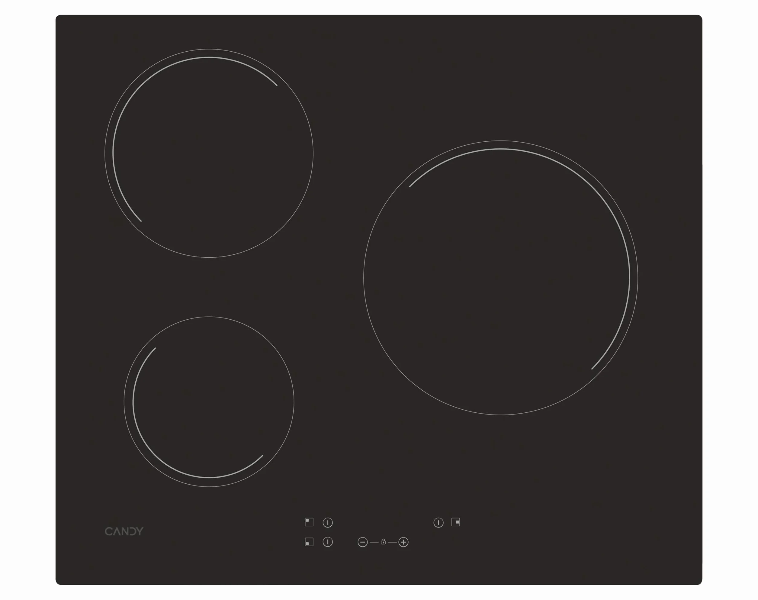 Candy Timeless CH63CC/4U2 Placa Vitrocerámica 60cm 3 Zonas 10 Niveles Potencia 5.5kW Negro