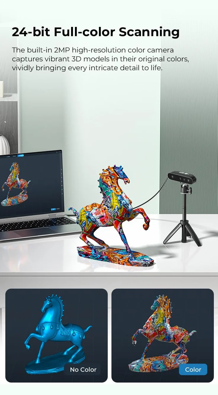 Creality CR-Scan Ferret SE 3D Escáner, seguimiento antivibración, precisión de escaneo de 0,1 mm, escáner portátil de 30 FPS para impresoras 3D,puede escanear objetos negros/metálicos para Windows/Mac