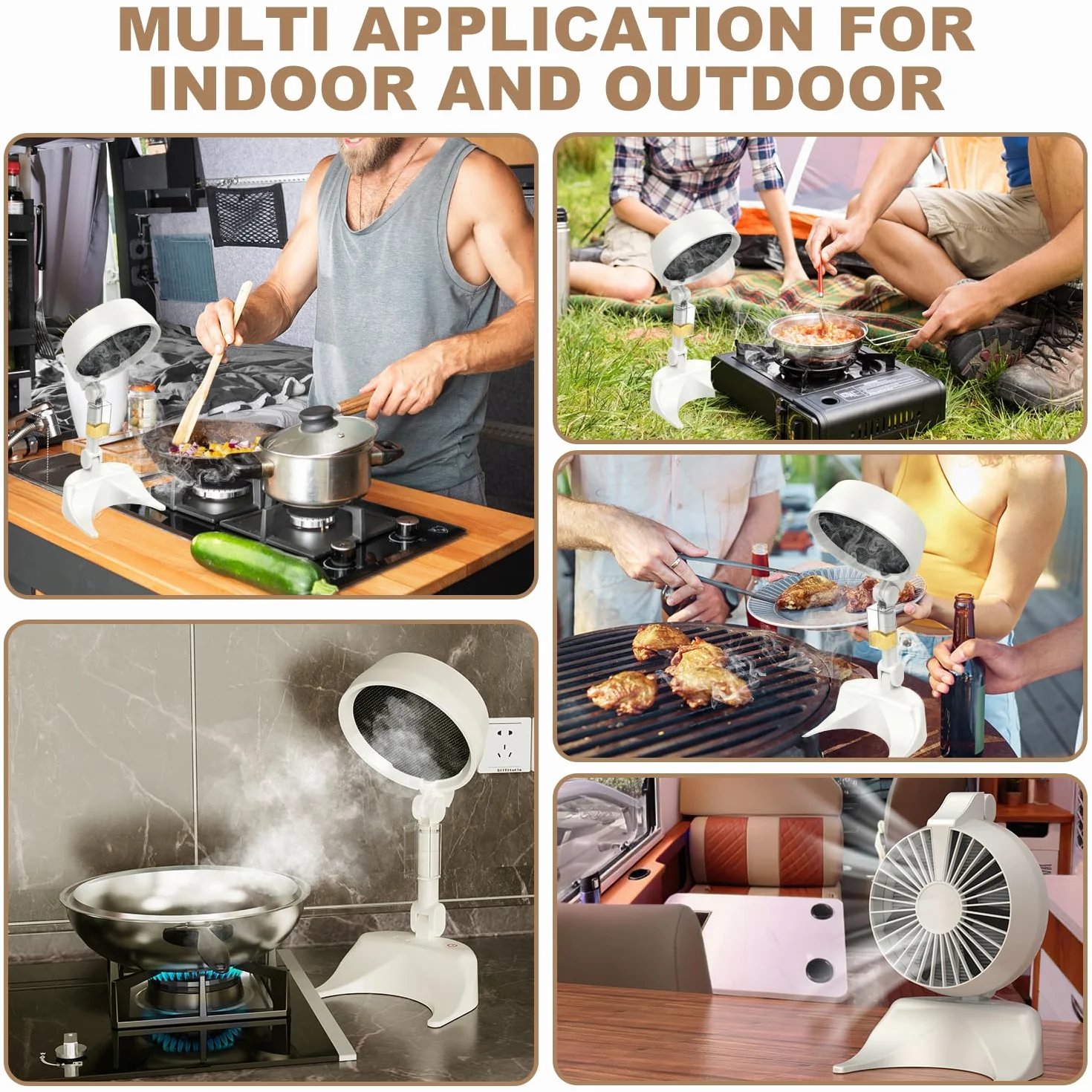Mostop Extractor de aire portátil 3 velocidades plegable para cocinar interiores BBQ Hot Pot RV bajo ruido