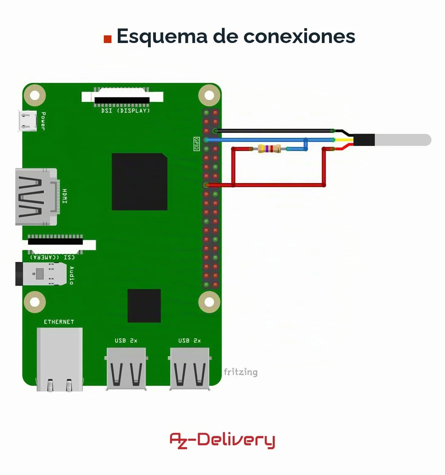 AZDelivery DS18B20 sensor de temperatura digital acero inoxidable resistente al agua 3m cable compatible Arduino Raspberry Pi