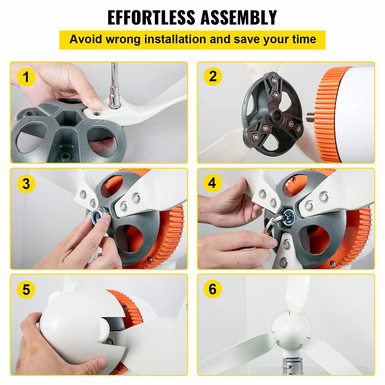 VEVOR Generador de Turbina Eólica 12 V 400 W Aerogenerador Horizontal 3 Cuchillas Velocidad Nominal 13 m/s Kit de Turbina Eólica Resistente y Durable con Controlador de Carga, Chalets, Blanco