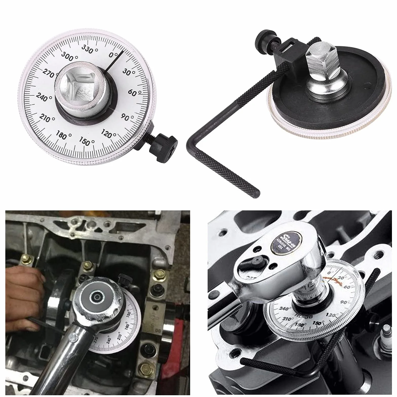 Medidor Angular de Torque con Llave de 1/2" Cuadrado Interior 0-360 ° Herramienta de Medidor de Automóvil de Medidor de Ángulo de Torque de Transmisión para Llave Dinamometrica