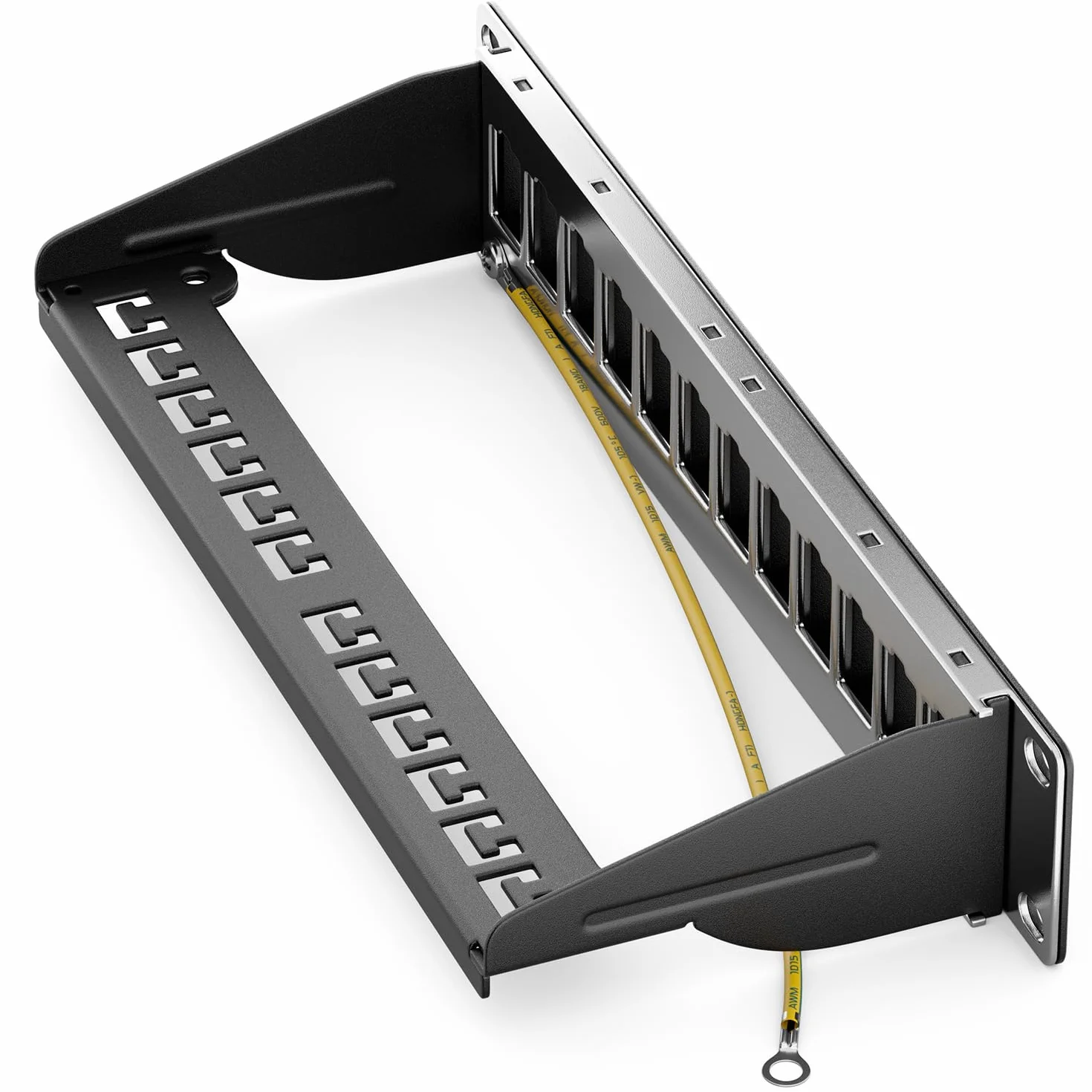 deleyCON Panel de conexión modular 12 puertos CAT 7 + 12 módulos Keystone 10 pulgadas negro