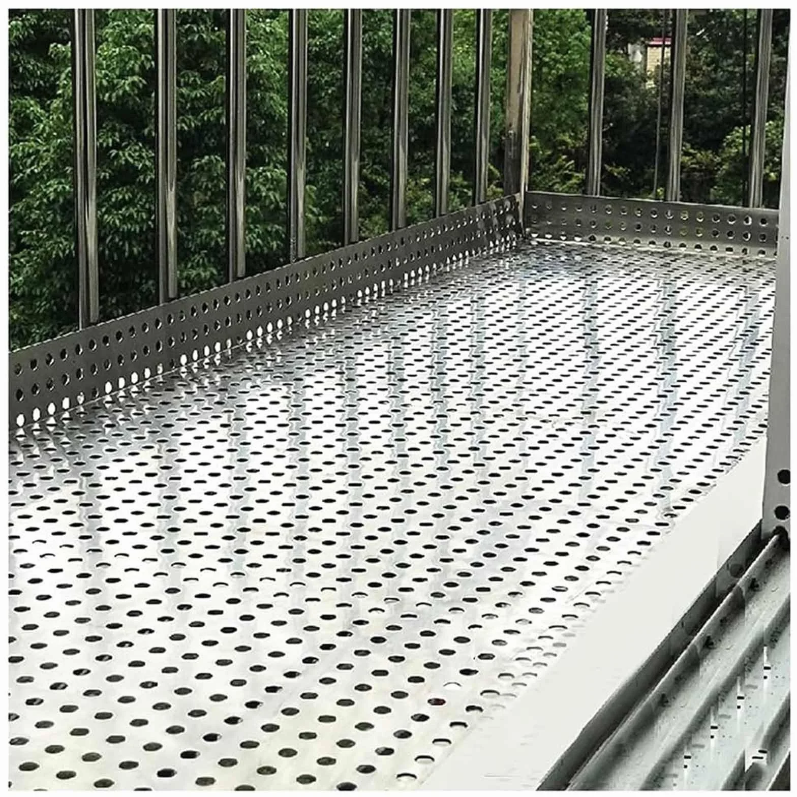 Hoja perforada acero inoxidable 304 malla decorativa 8 mm protección balcón