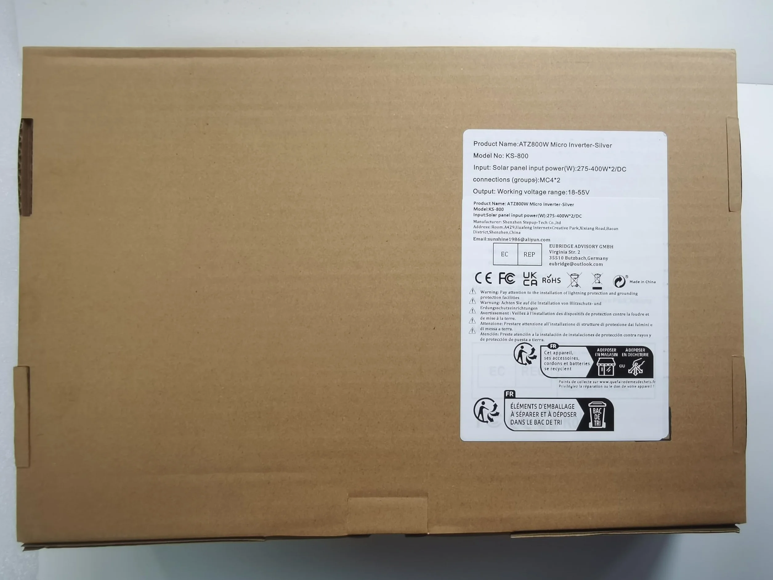 Micro inversor 800W,Inversor Central Eléctrica de Balcón con Pantalla de monitorización de Datos AC IP67 con WLAN App para 2 módulos solares para Balcony Power Station