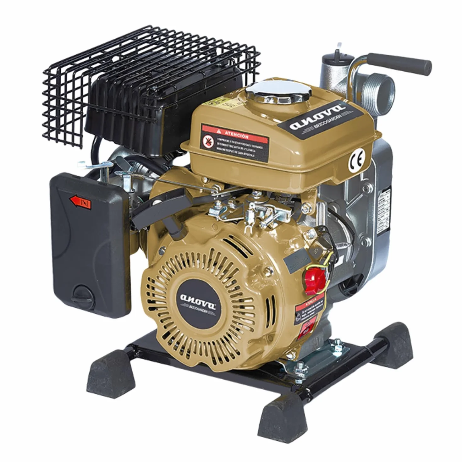 BRICOGARDEN - Motobomba 4T a Gasolina | 1,5" | 2 HP / 1,4 kW | 79 cc | 13 kg | Caudal 200 L/min | Para Riego Agrícola, Trasvase y Achique de Agua en Fincas y Obras | Diseño Robusto