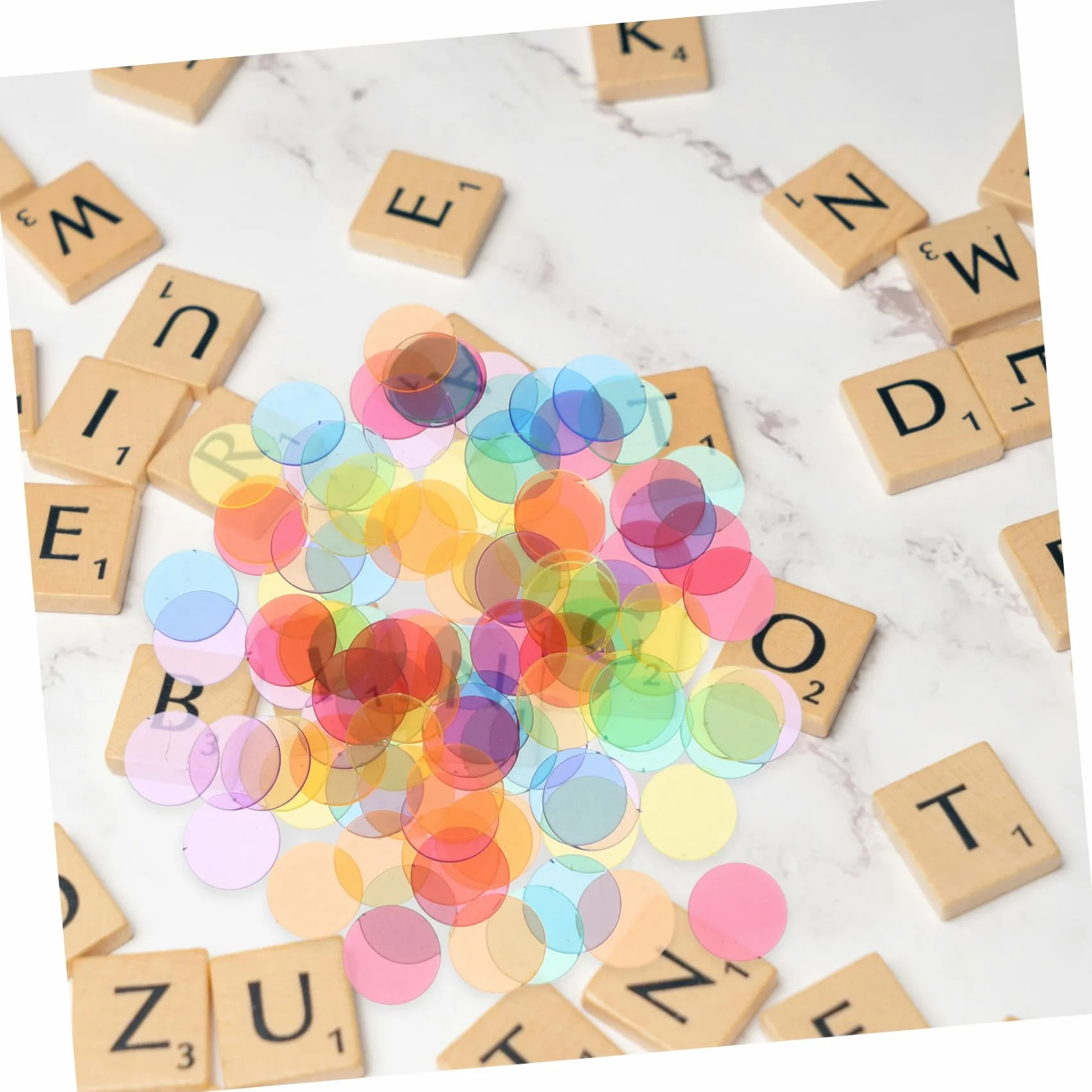 Fichas Transparentes de 19mm para Bingo y Juegos Educativos, 100 Piezas de Plástico Abs