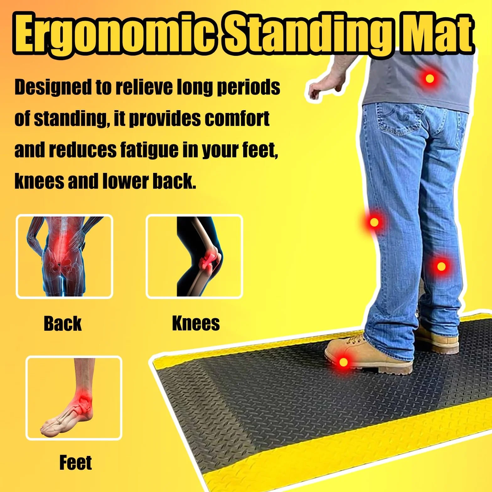 Alfombrilla ergonómica conductora antifatiga para estaciones de trabajo de pie, reduce la fatiga y la electricidad estática