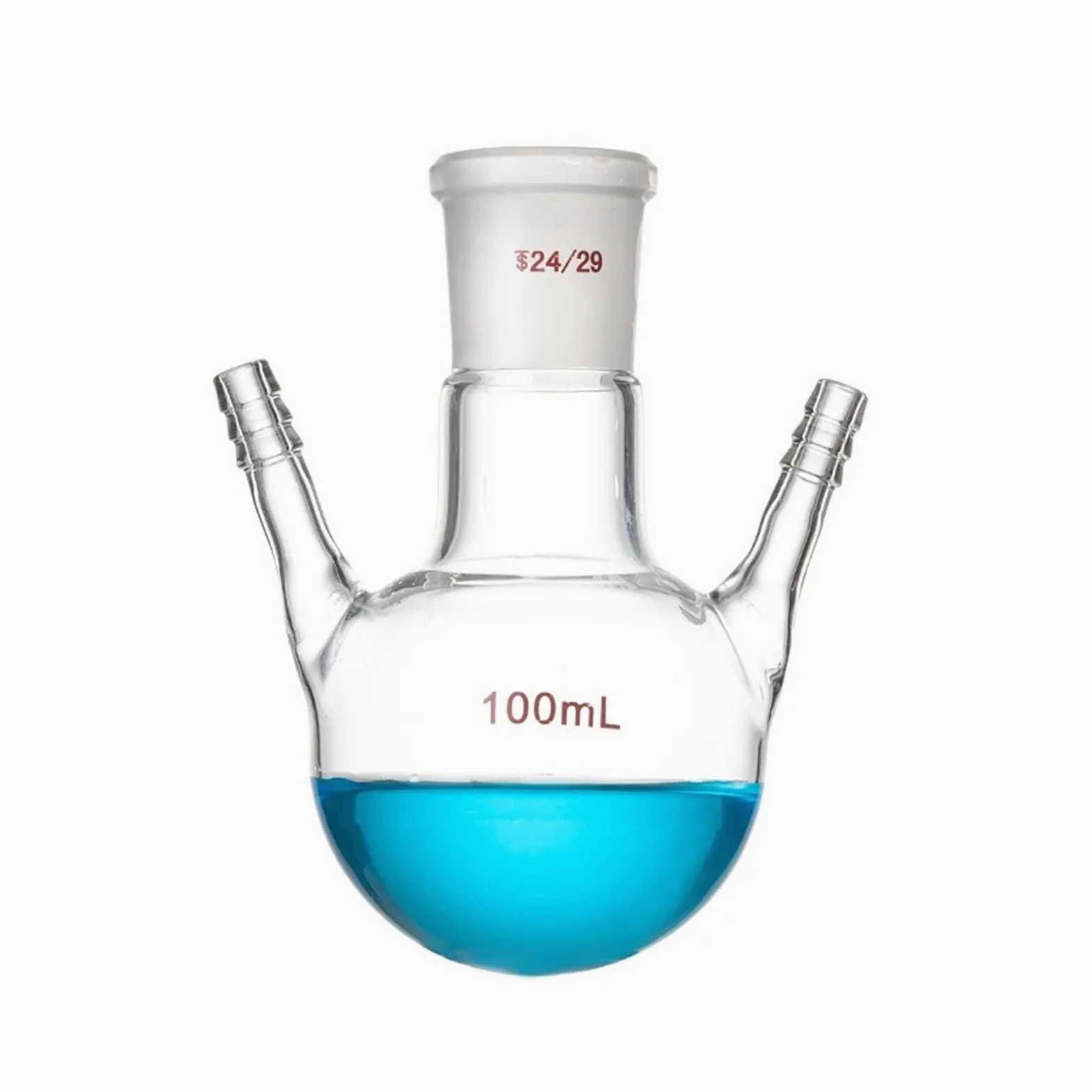 Matraz de doble rama con tubo de rama, matraz de reacción de fondo redondo esférico de vidrio, boca estándar(50ML/24)