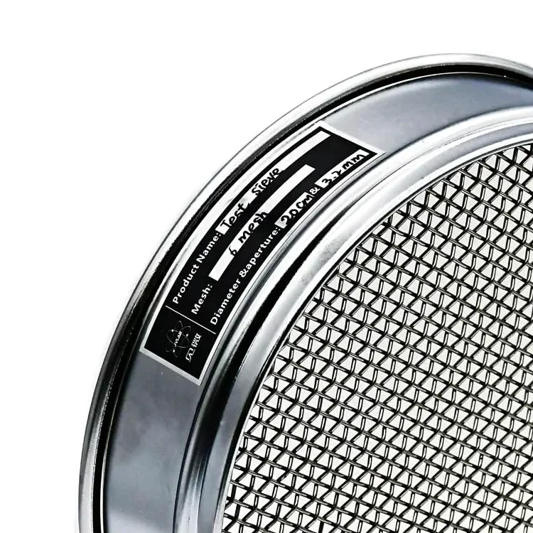 Tamiz de análisis de laboratorio de acero inoxidable 304 - Tamiz de inspección de muestreo de malla de alambre tejido de 20 cm con marco cromado, malla 4-10(5mesh 4mm)