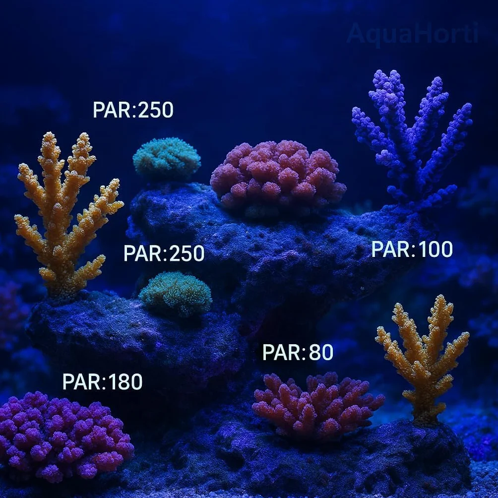 AH-Reef Medidor de PAR, Prueba de PPFD y UVA en W/m², Sensor Impermeable, Muestra porcentajes de R, G, B en la iluminación acuática. Registra Distribución de PAR y UVA