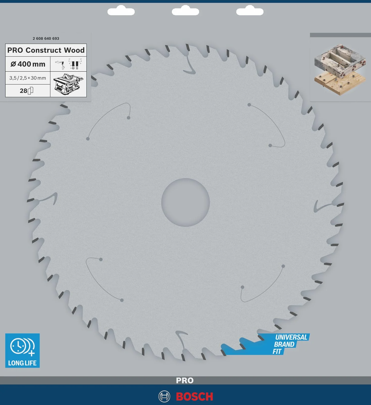 Bosch Hoja de sierra circular Construct Wood 400 x 30 x 3,5 mm 28