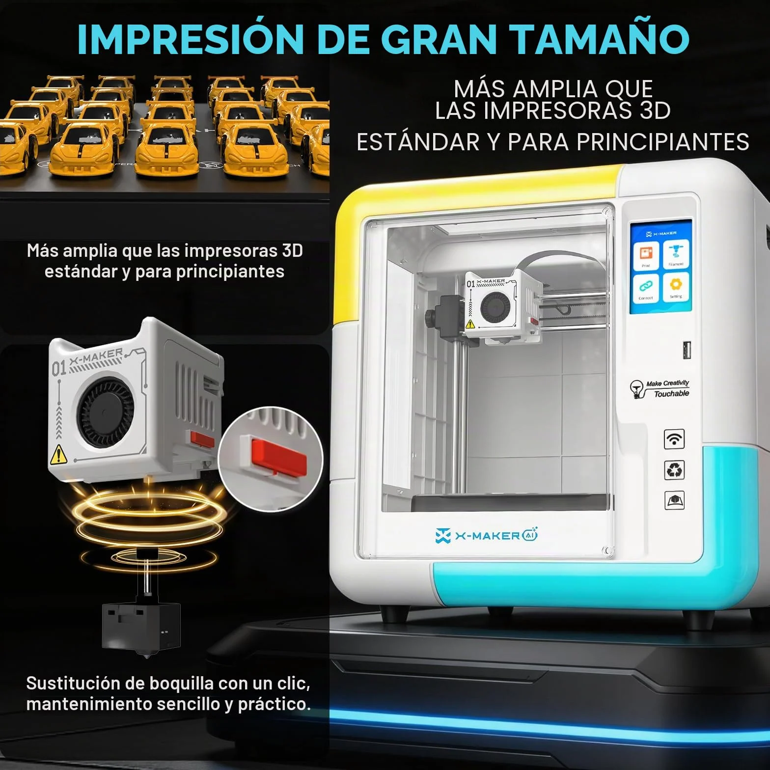 Impresora 3D X-Maker con aplicación de diseño - Aplicación de diseño de IA Completamente Cerrada, Amplia colección de Plantillas de Juguetes 3D