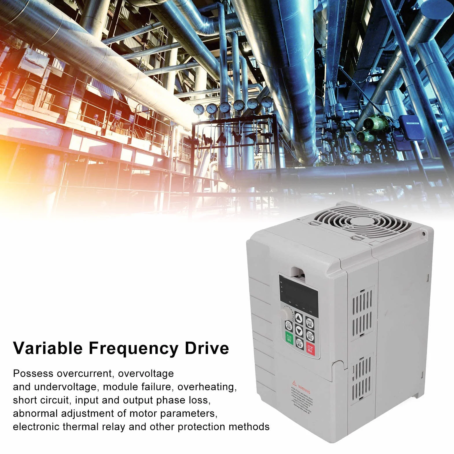 Inversor de Uso General 4KW 25A, Filtro Integrado, Control PWM, Entrada Monofásica de 220 V, Salida Trifásica de 380 V, para Ventiladores, Bombas, Compresores de Aire