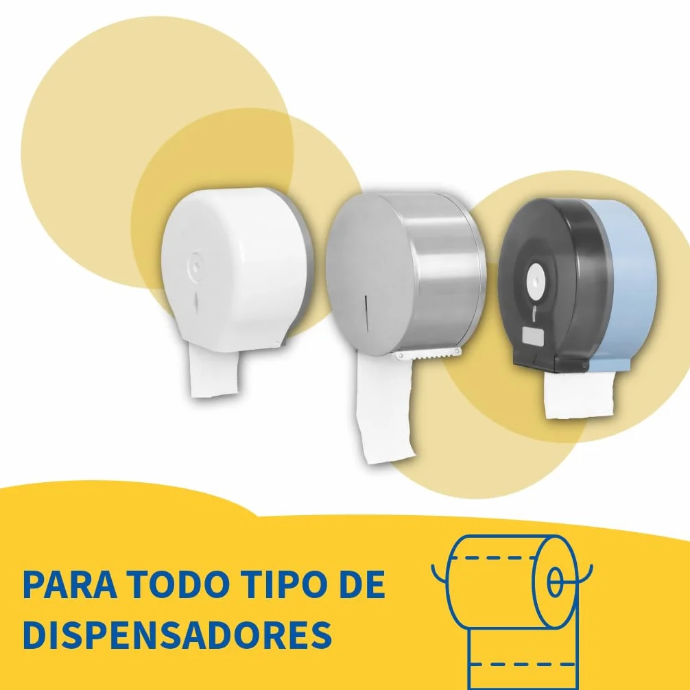 Papel Higiénico Industrial Doble Capa | Pack de 36 Uds. 100m/Rollo Papel higienico desechable y biodegadable.