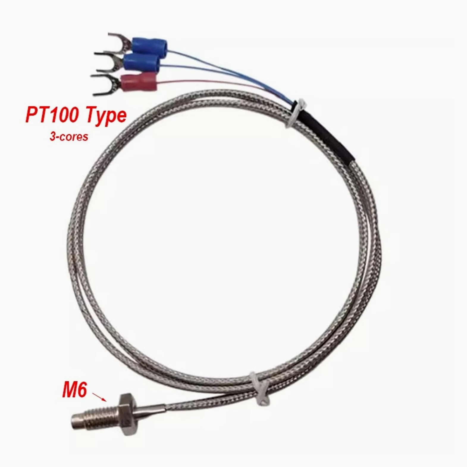 Sensores de temperatura de tornillo de cobre K/E/J PT100 rosca M6*1 M8*1,25 0,5/1/2/3/5m(Type Pt100,Cable L 3 meterseter)