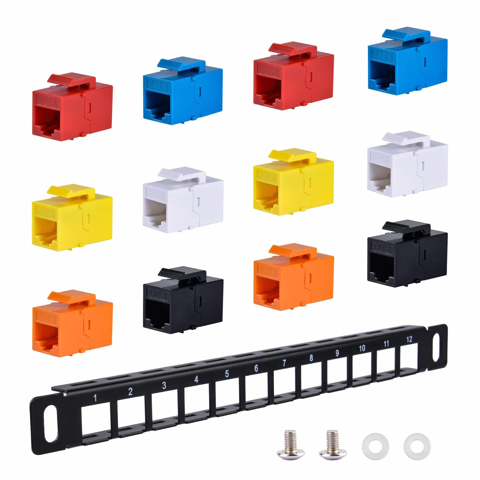 GeeekPi Panel de conexión de 10" 0,5U 12 Puertos Cat6 RJ45 para Gabinetes de Red