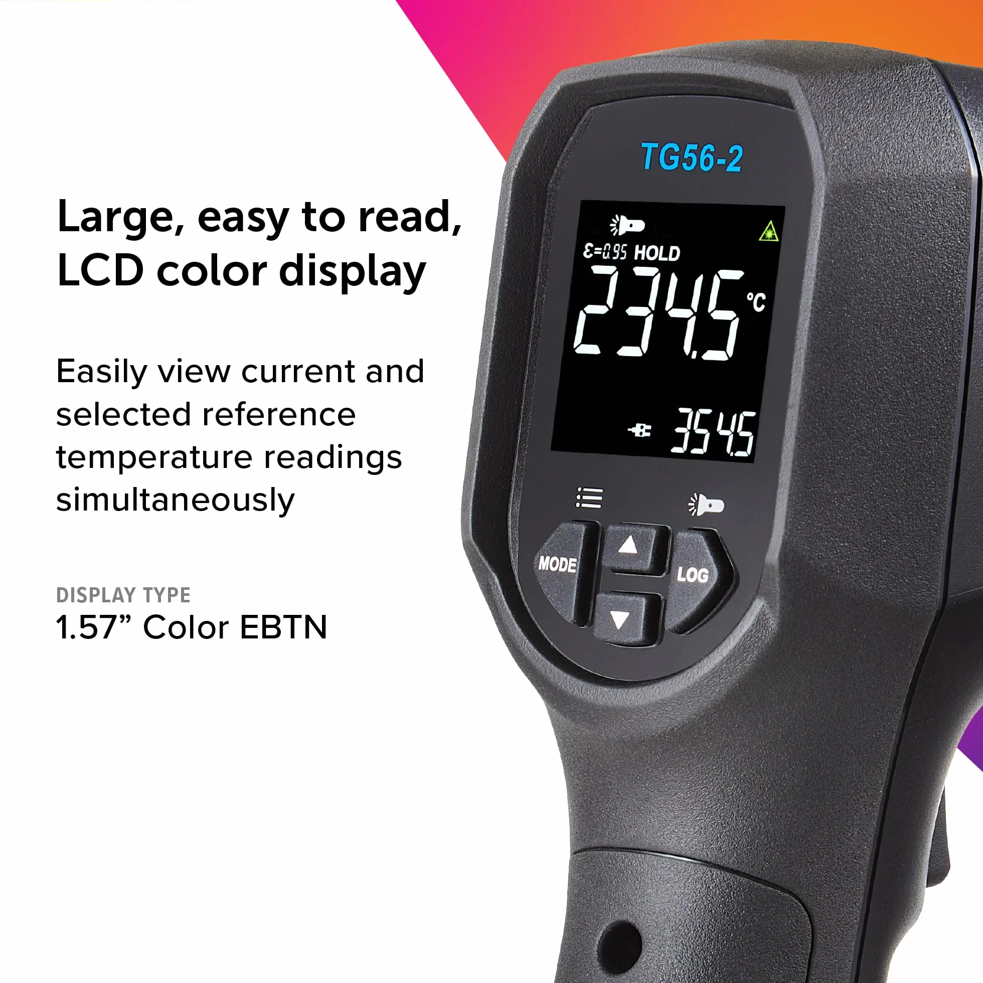 Termómetro de punto infrarrojo FLIR TG56-2 con pantalla digital: para mediciones de temperatura sin contacto de hasta 2372 grados F