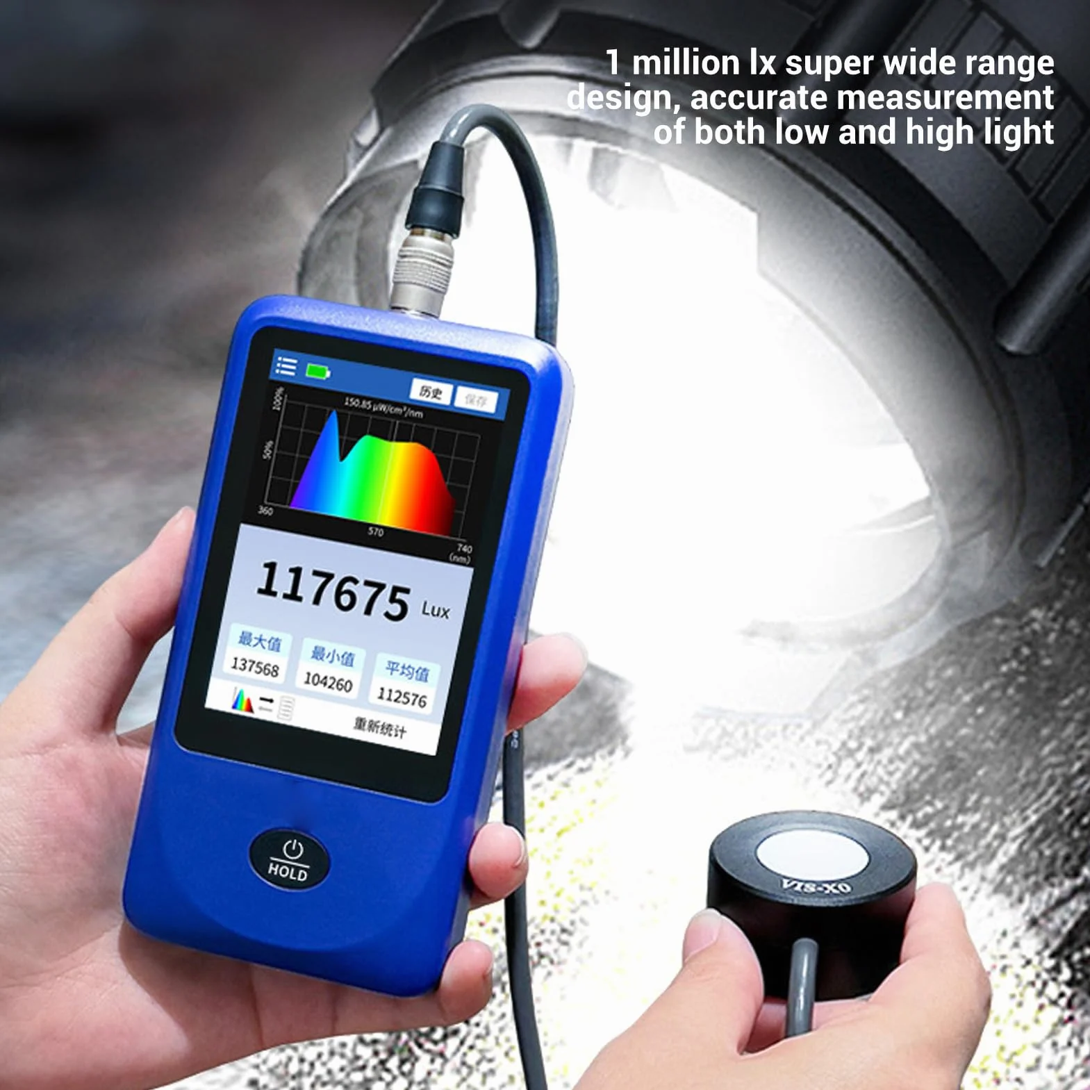 Topiky Espectrómetro de Iluminancia Digital, Medidor de Luz de Espectro Portátil, Rango 1 Millón Lx