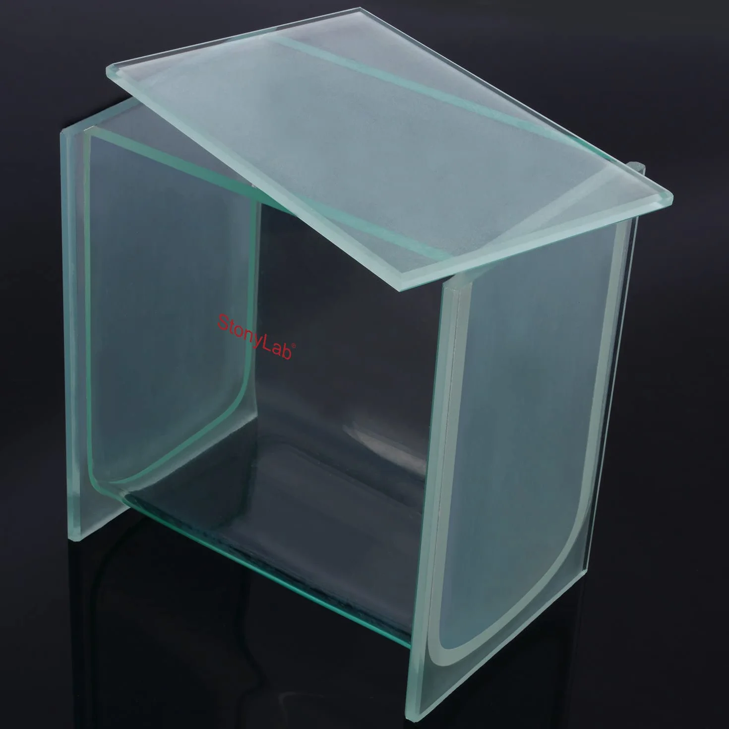stonylab TLC Tanque de Revelado, Cromatografía Cuadrada de Vidrio Borosilicato de Servicio Pesado Cámara de Revelado TLC con Tapa para Investigación de Lab, 100 x 100 mm