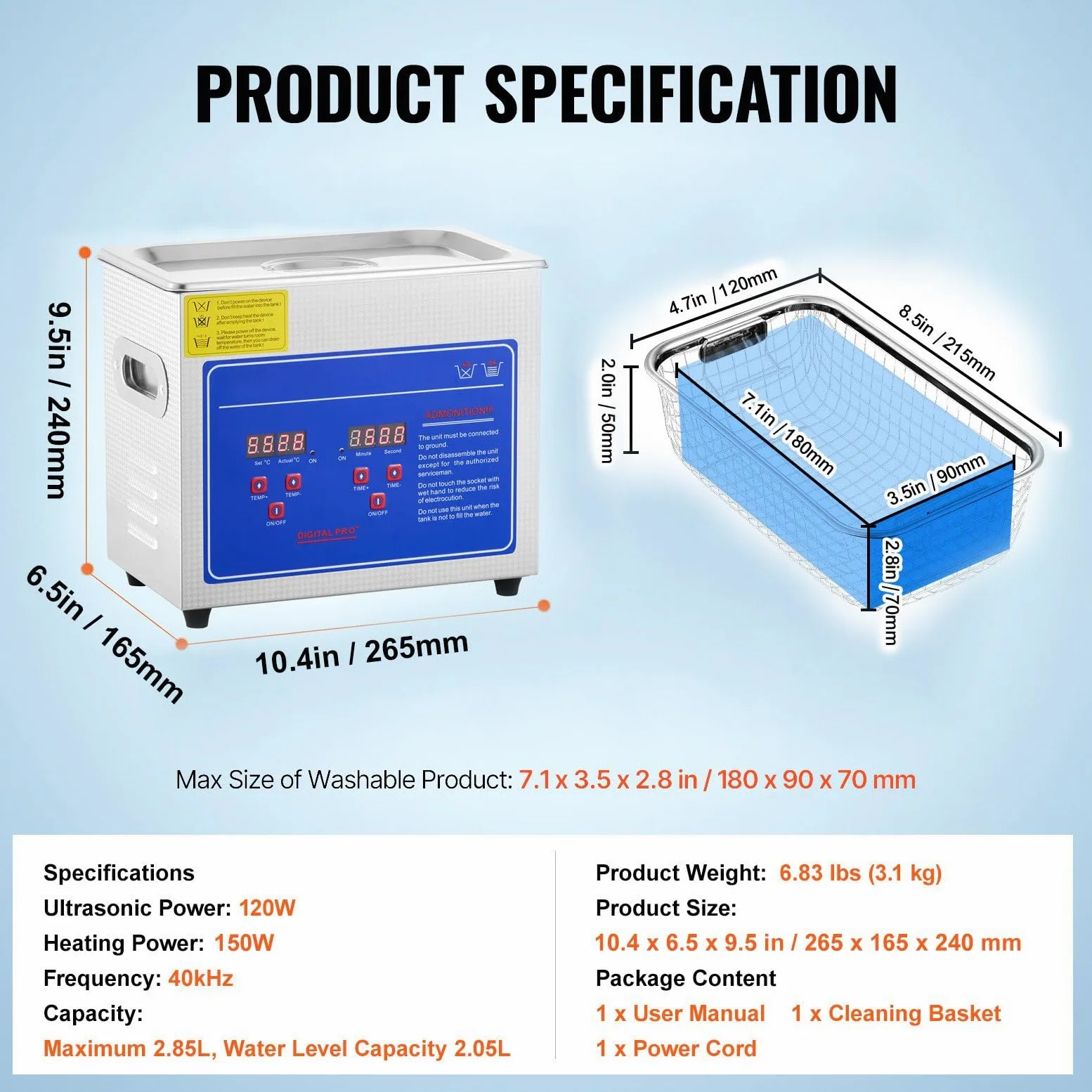 Limpiador UltrasóNico Profesional De 3L De 120 W Con Temporizador Digital Y CalefaccióN De Acero Inoxidable Para Joyas, Gafas Dentadas Herramientas Tarjetas De Circuito, Piezas De Repuesto Personal