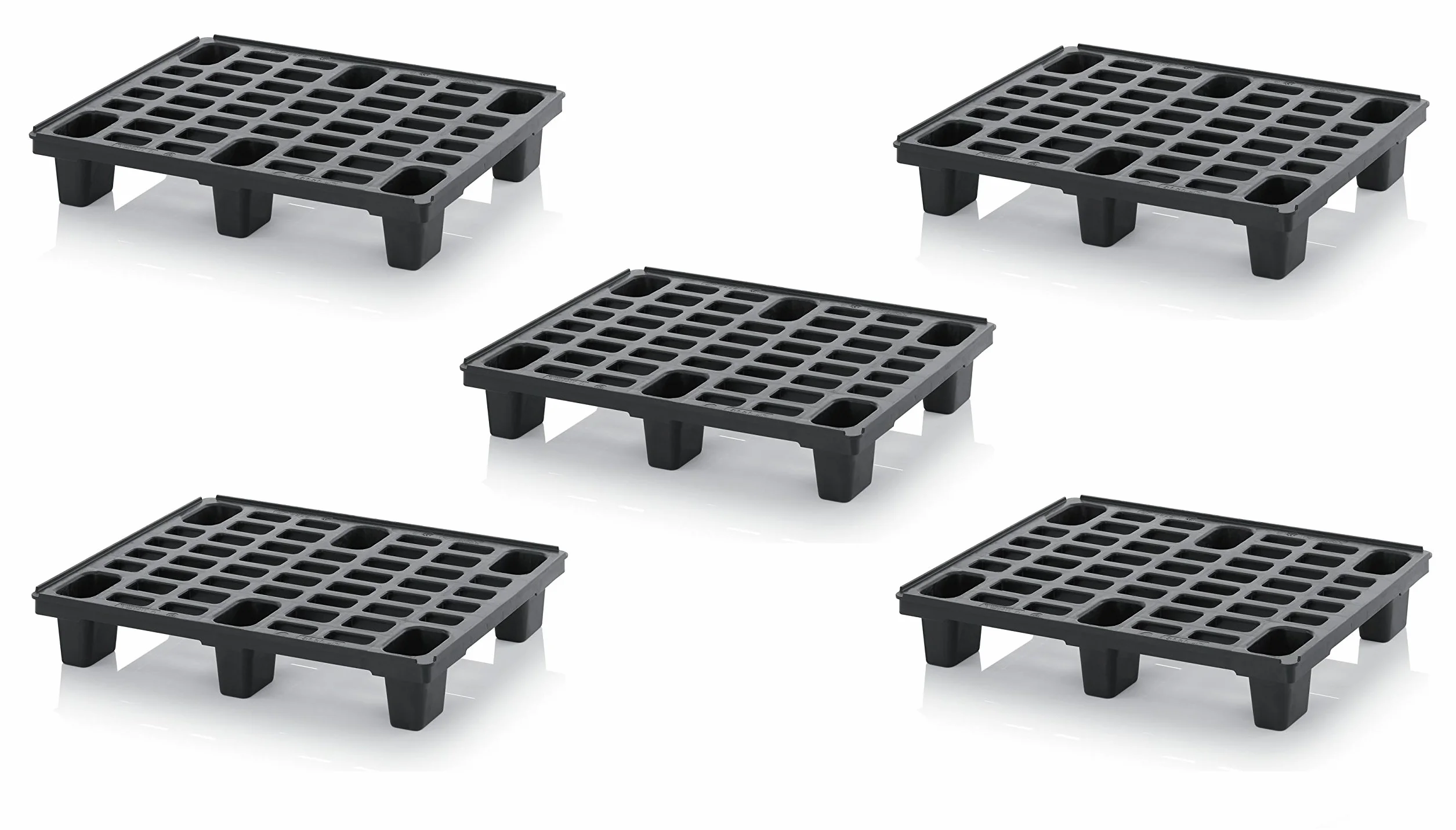 5x Leichtpalette 80x60 Kunststoffpalette im 1/2-Europaletten Maß inkl. gratis Zollstock * Halbe Palette, 5er Set