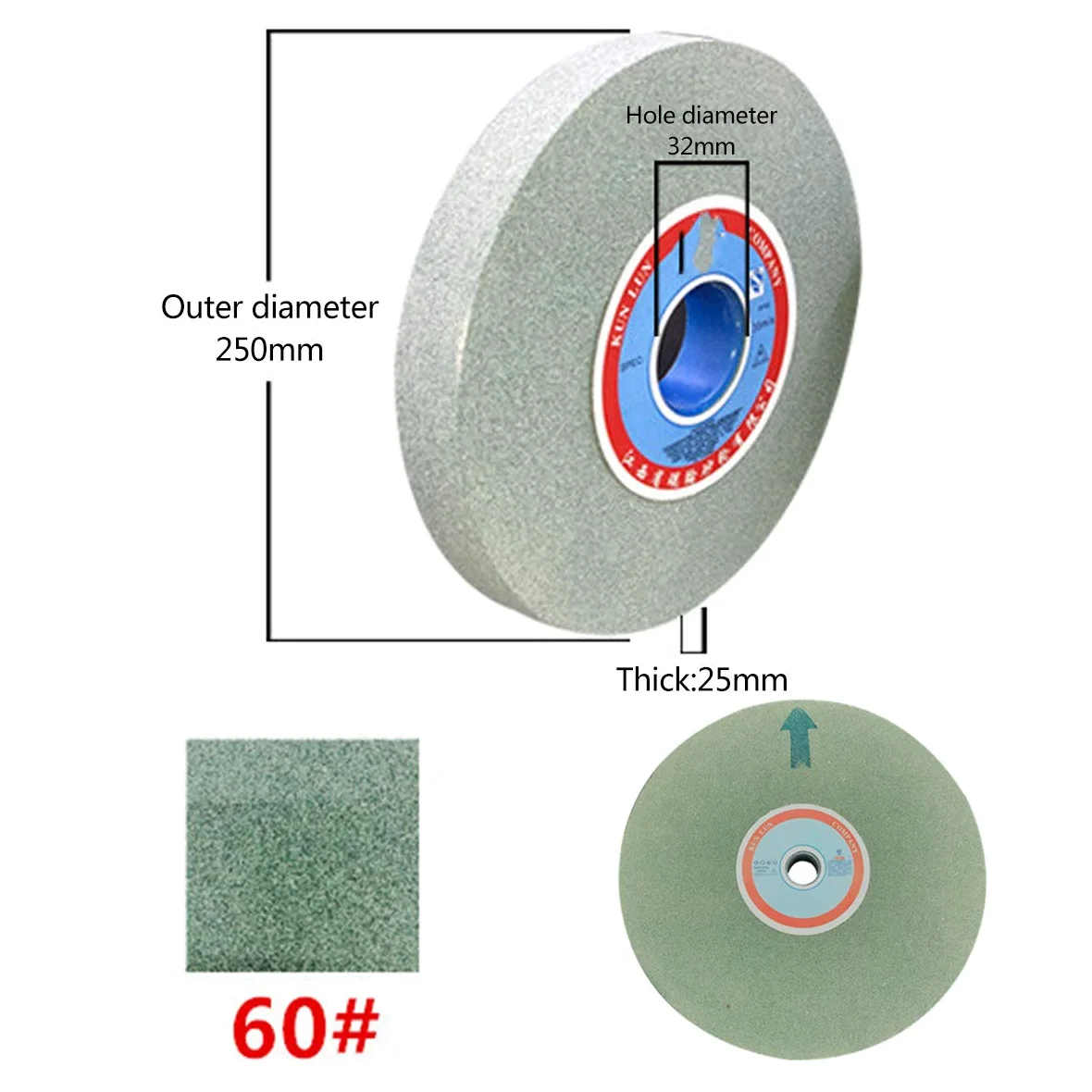 Discos de corte, amoladora, kit de discos de corte y desbaste, disco de corte recto, discos de corte planos, muela abrasiva, muela abrasiva: carburo de silicio verde, diámetro exterior: 250 mm, diámet