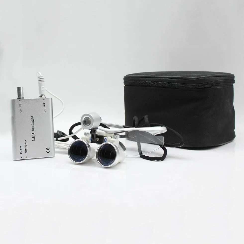 Lupa binocular Lámpara Dental 2.5X420mm Magnifier Portátil Lupas de cabeza LED Headlight