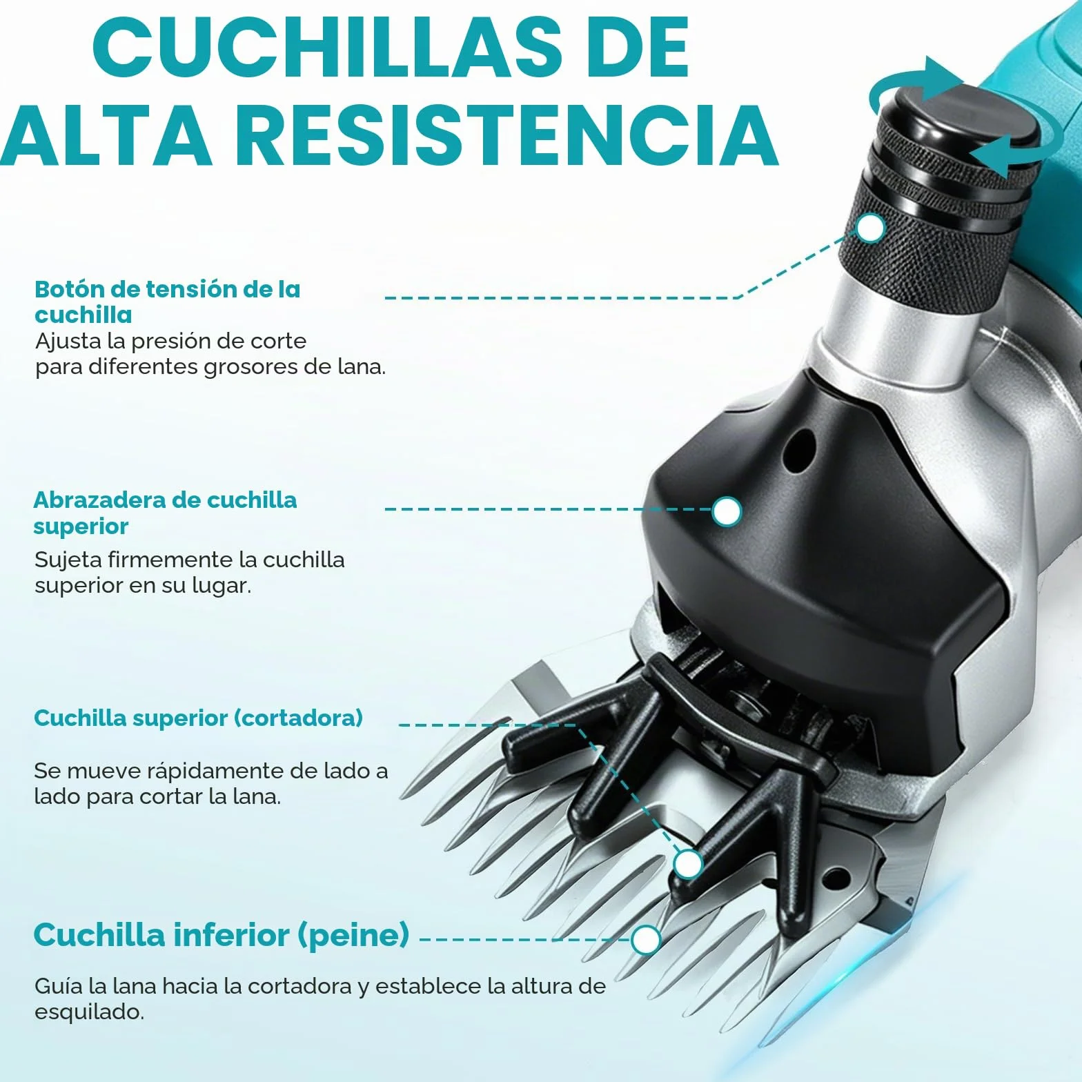 Yofidra Maquina Esquilar Ovejas de 550 W, Esquiladora Inalámbrica con 6 Velocidades, Cuchilla de 13 Dientes, 2 Baterías de 3000 mAh, Esquiladora Profesional para Lana de Ovejas, Cabras y Alpacas
