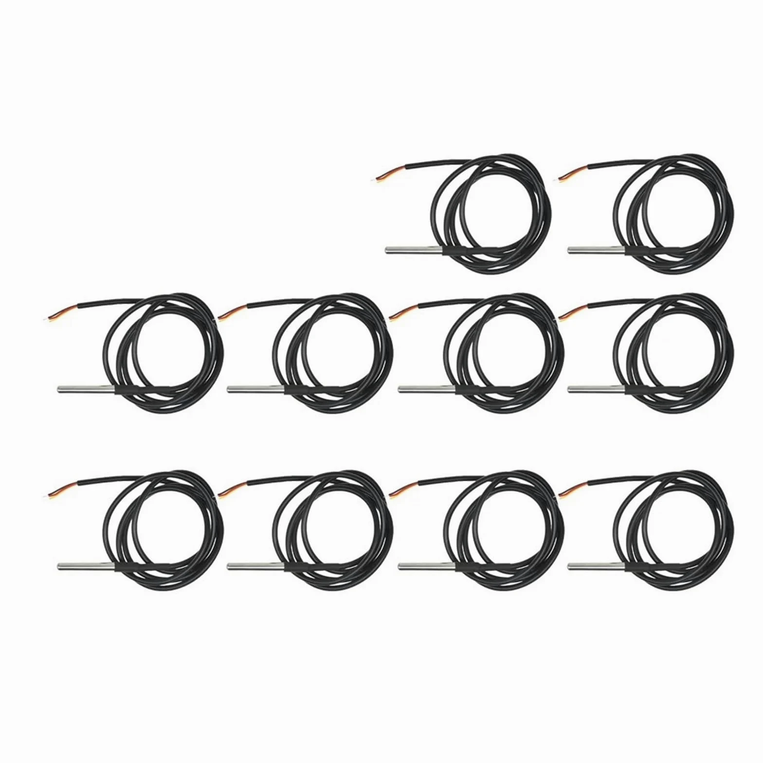 1/10PCS DS18B20 Hilo impermeable, Compatible con Arduino, Sensor de temperatura de sonda de temperatura Paquete de acero inoxidable 1/2/3/5/10 metros(5 Meter 10pcs)