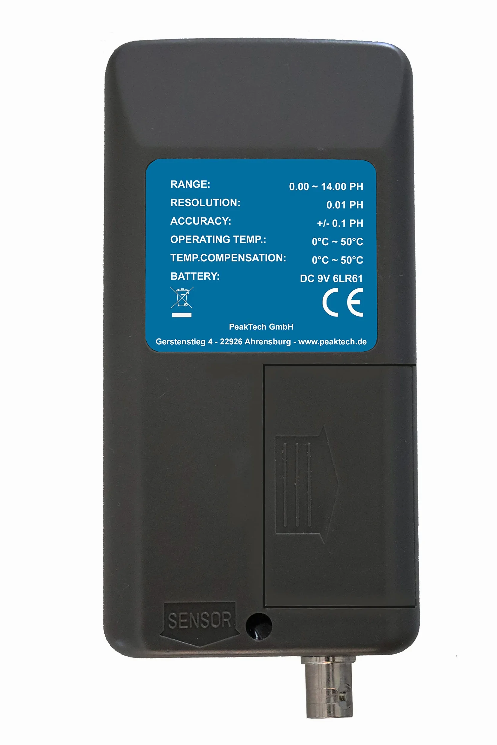 PeakTech, Medidor de pH/PH 5310 A con sonda de electrodo BNC intercambiable, apto para piscina, acuario y laboratorio, P 5310 A, azul