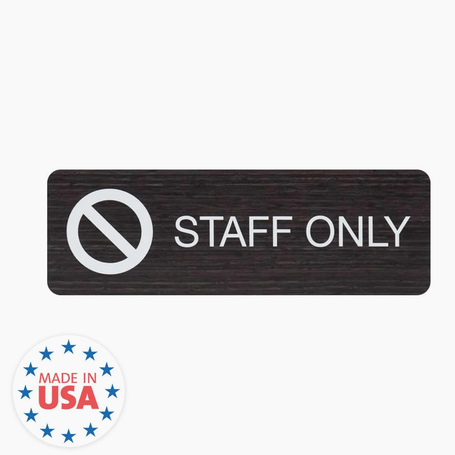 Letrero de madera oscura con texto en inglés "Staff Only", de madera sintética, fácil de pegar, para colgar en la puerta, para restaurante, pequeña empresa, fabricado en Estados Unidos