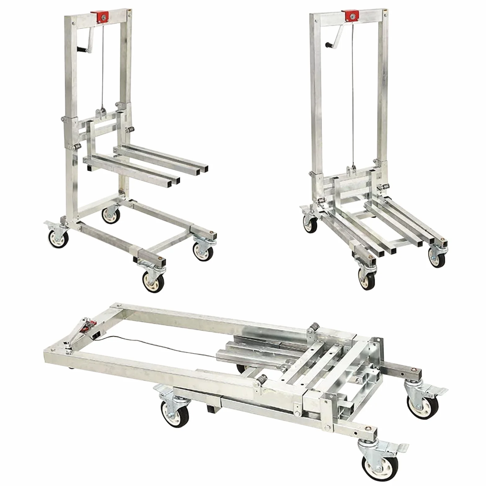 Elevadores De Carga Carro Elevador Manual 60KG Carga Alta Grúa Plegable Portátil Ligera Apilador Manual con Cabrestante(Size:a)