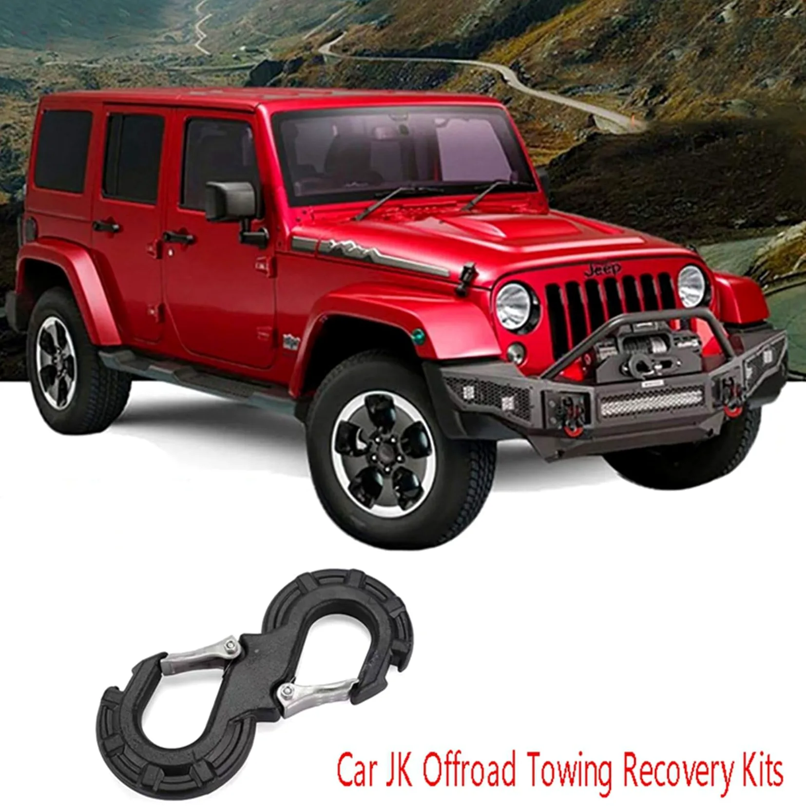 2 grillete negro en forma de S para rescate rápido, para coche, JK Offroad, remolque, recuperación, cabrestante de coche, grilletes